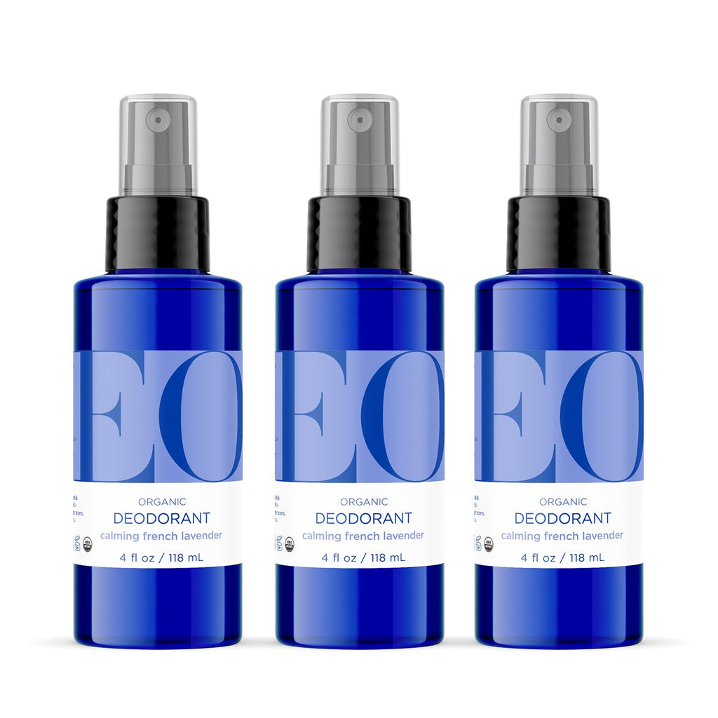 EO Organic Deodorant Spray with Lavender — 4 oz x3, Plant-Based, Aluminum-Free
