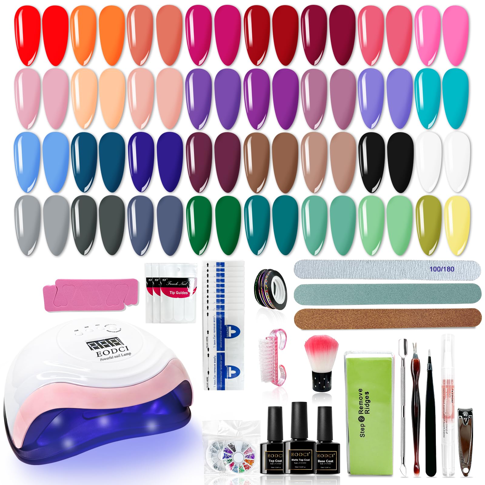eodci 33 Colors Gel Nail Polish Kit with 168W Lamp – All-in-One Home Salon
