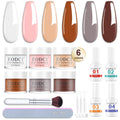 Eodci 12-Pcs Dip Powder Nail Kit Starter — 6 Nude Colors, No Lamp Needed