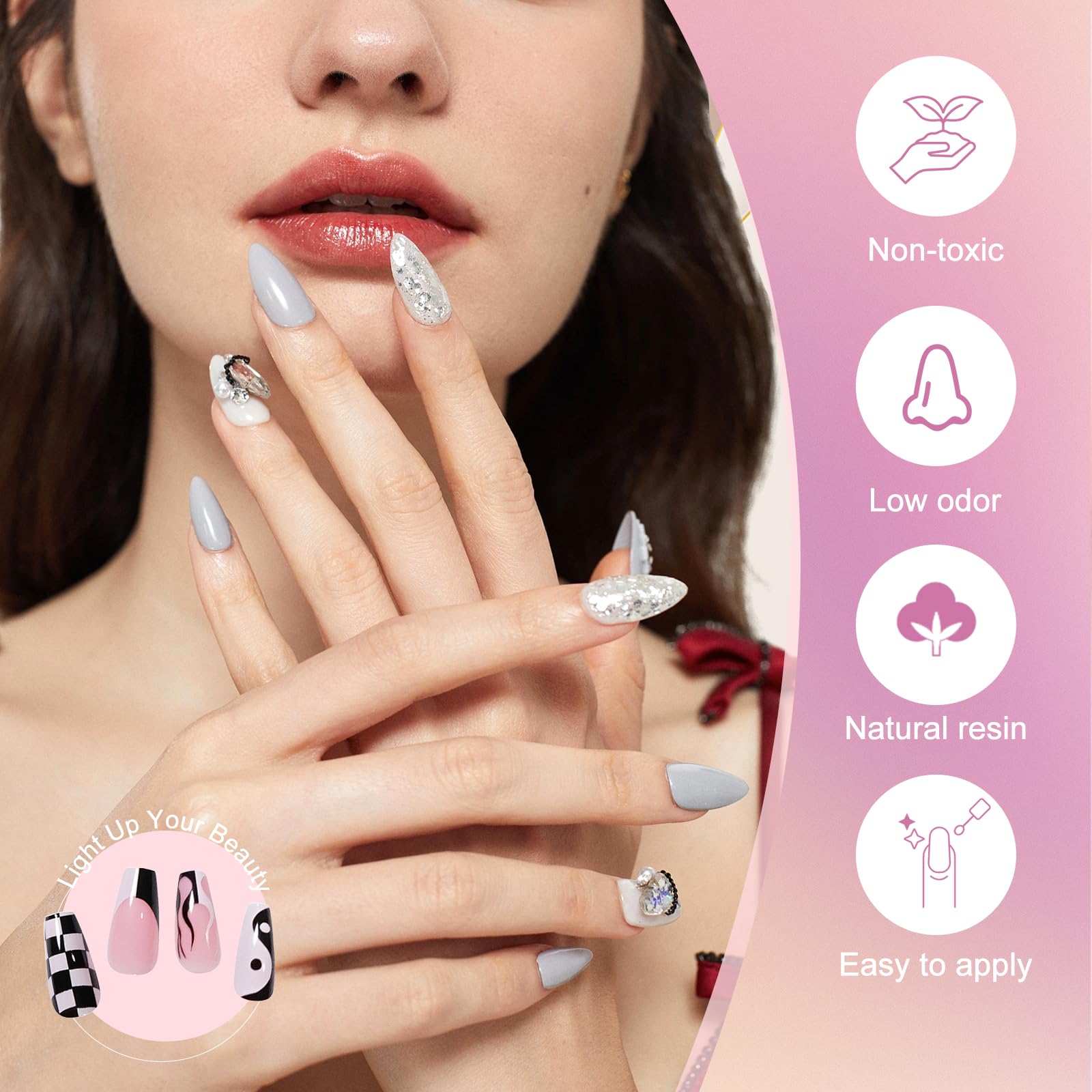 EODCI 76‑Piece Gel Nail Kit with 168W LED Lamp | 33 Colors, Base/Top Coats & Tools