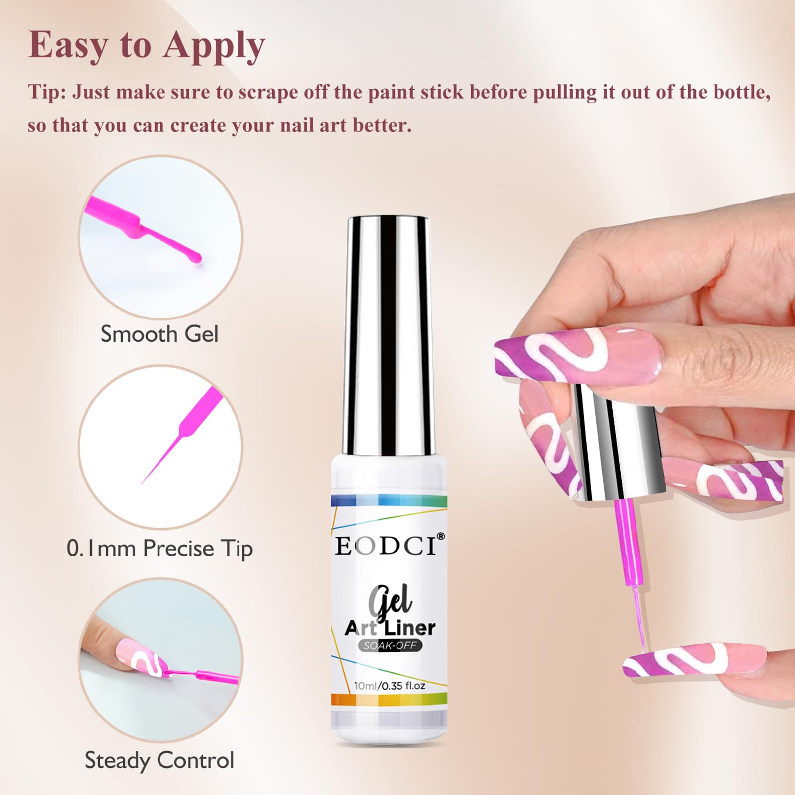 eodci Nail Art Gel Liner Set – 12 Vibrant Colors for Swirl, French Tip & DIY Nails (Soak-Off)