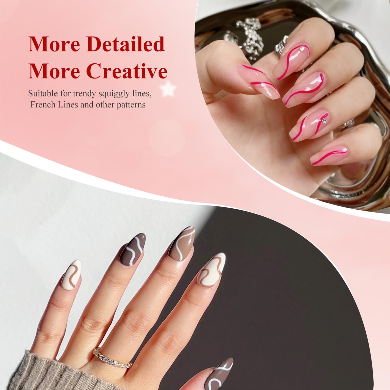 eodci Nail Art Gel Liner Set – 12 Vibrant Colors for Swirl, French Tip & DIY Nails (Soak-Off)