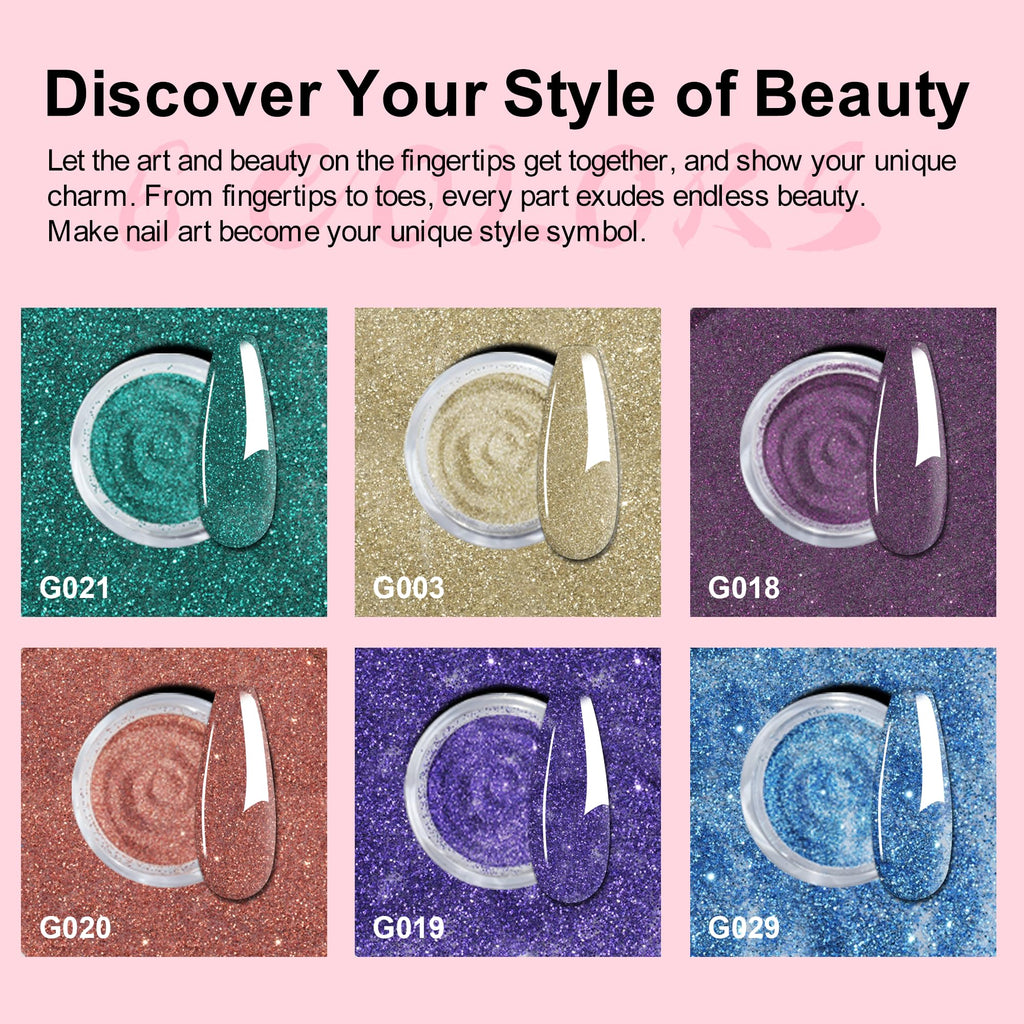 eodci 12-Piece Dip Powder Nail Kit Starter – 6 Colors, Base & Top Coat, No Lamp Needed