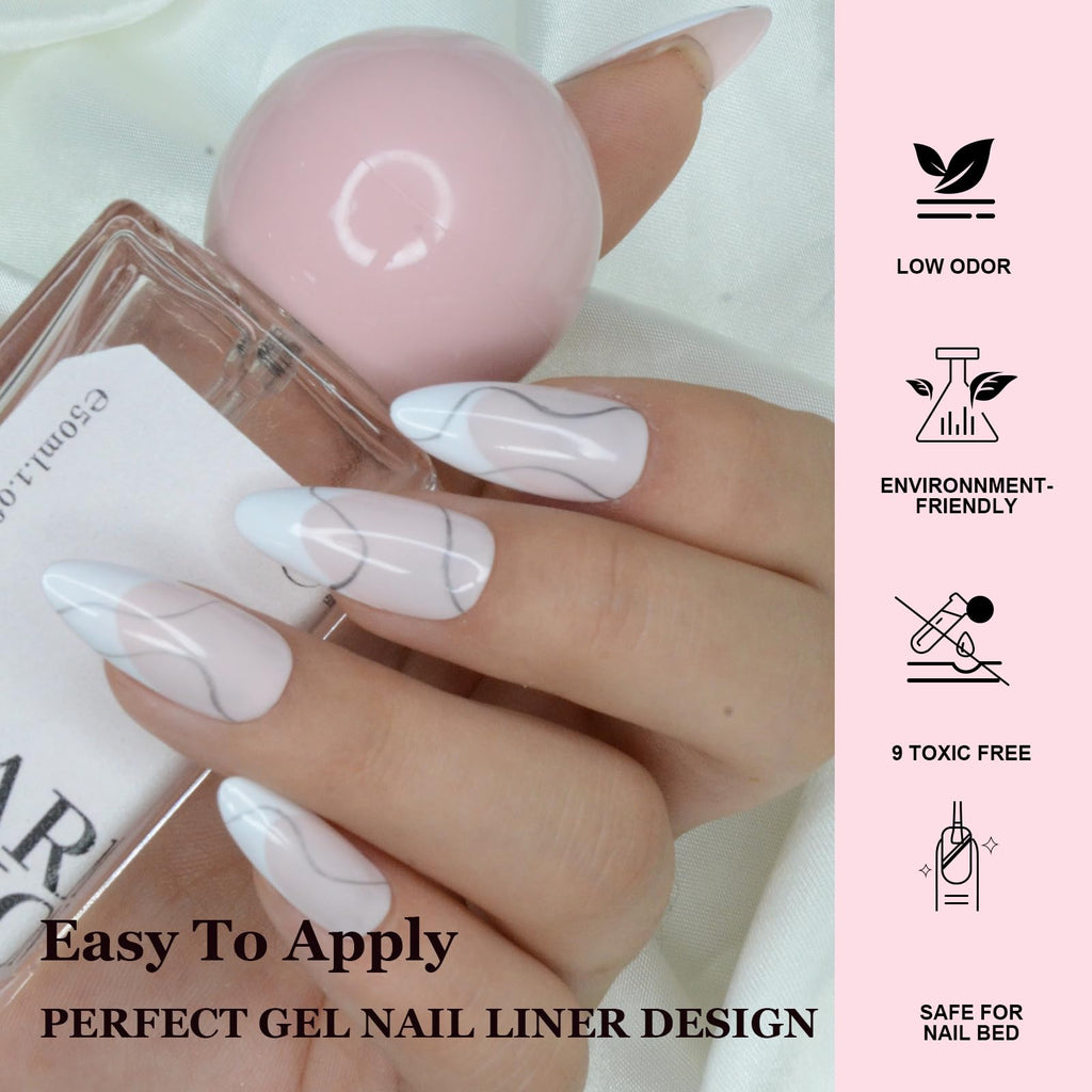 eodci Gel Liner Art Polish Set – 6 Colors, 10ml Nail Gel with Thin Brush
