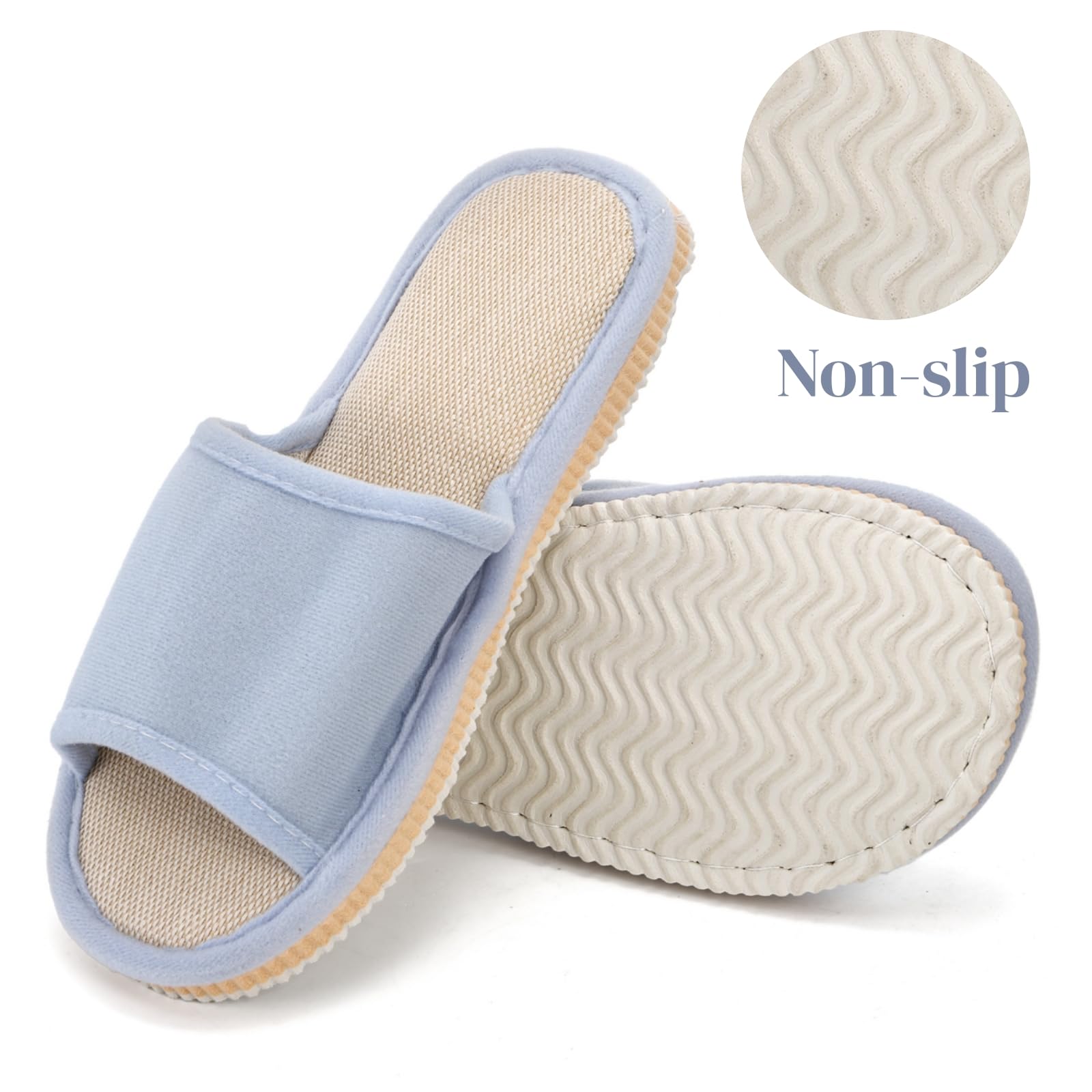 Eorbow 10 Pack Washable House Slippers – Non-Slip Open-Toe Slippers for Guests