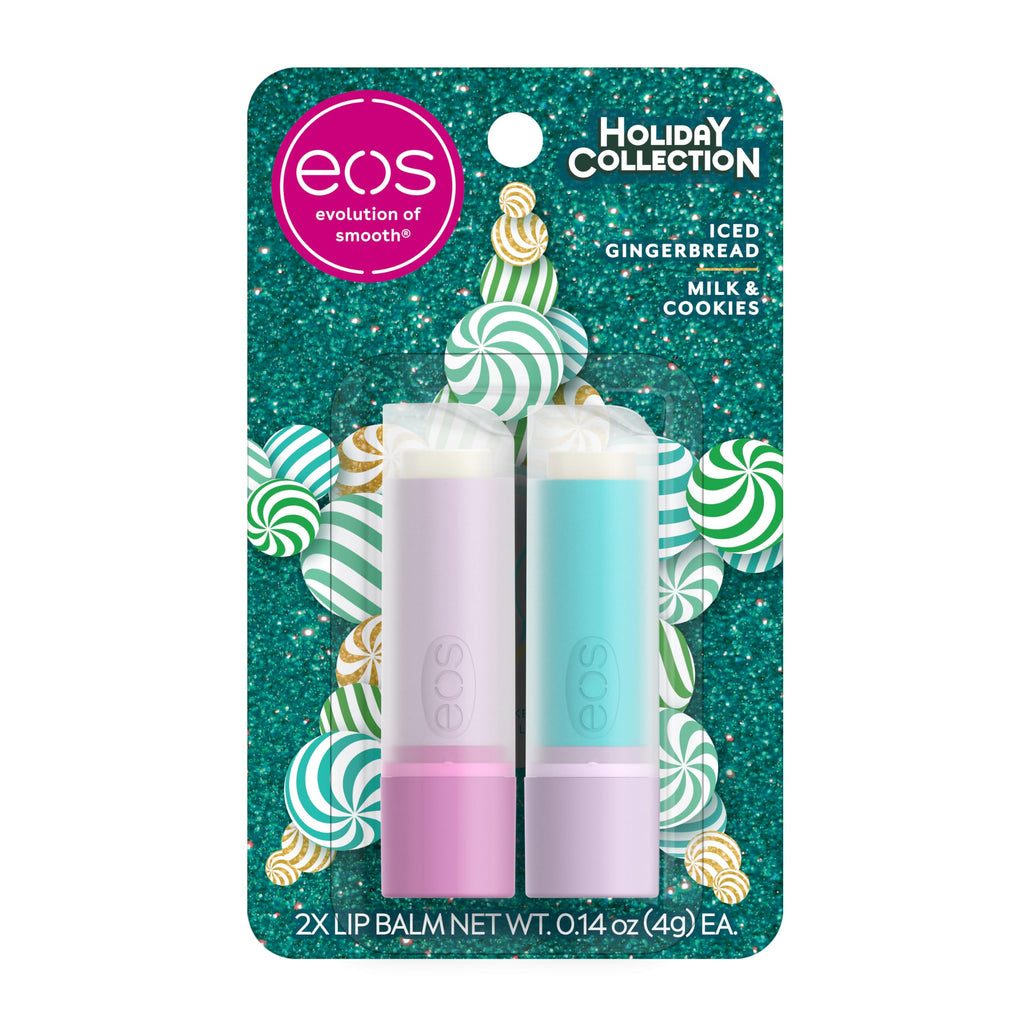 eos Holiday Lip Balm 2-Pack - Iced Gingerbread and Milk Cookies (Limited Edition)