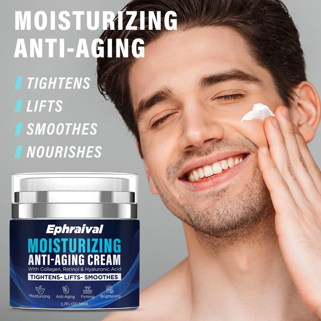 Ephraival Retinol Anti-Aging Cream for Men – Hyaluronic Acid & Peptides, Lightweight 1.7 fl oz