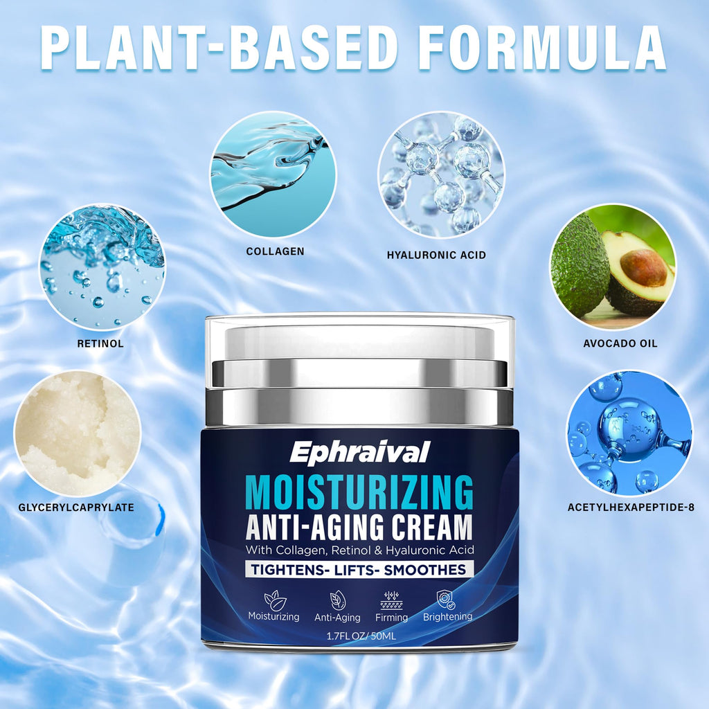 Ephraival Retinol Anti-Aging Cream for Men – Hyaluronic Acid & Peptides, Lightweight 1.7 fl oz