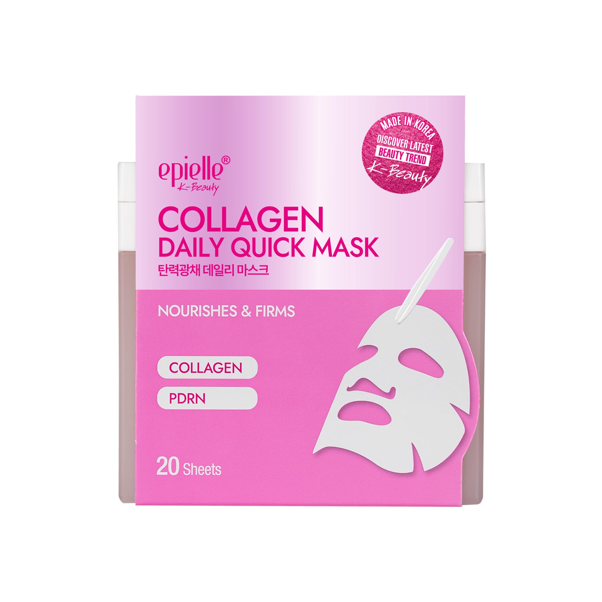 Epielle Collagen Korean Face Masks 20 Pack – Hydrating, Plumping & Anti-Aging, Stocking Stuffers for Women