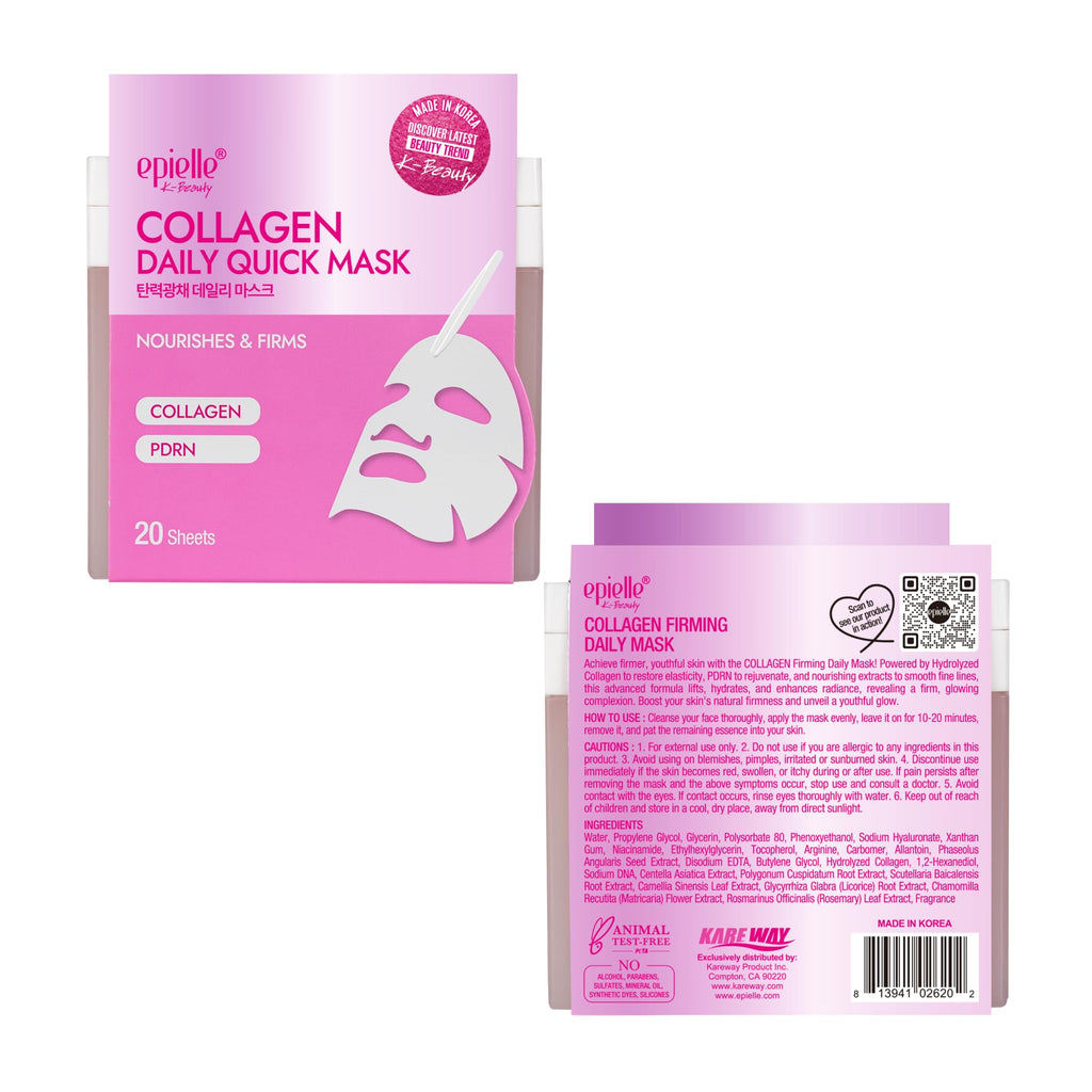 Epielle Collagen Korean Face Masks 20 Pack – Hydrating, Plumping & Anti-Aging, Stocking Stuffers for Women