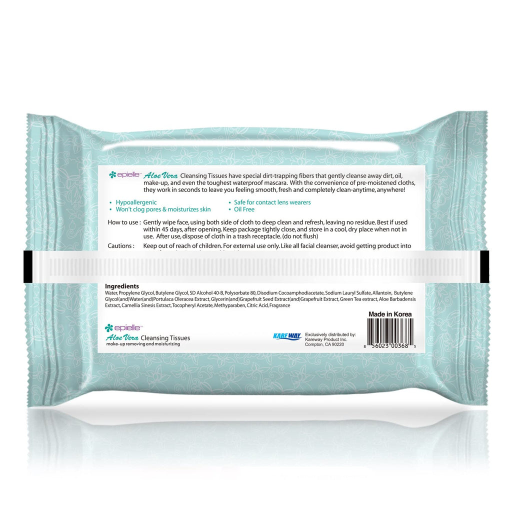 Epielle Makeup Remover Wipes - Gentle Collagen-Infused Cleanser, Remove Waterproof Mascara, Cucumber & Argan Oil, 60 Count (Pack of 4)