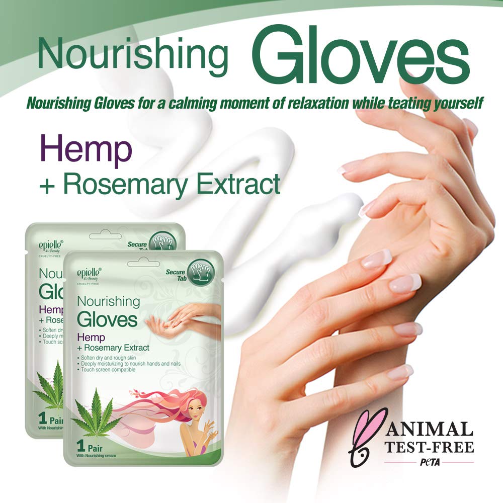 Epielle Nourishing Hand Mask – Hemp & Rosemary Deep Moisturizing Gloves (6 Pairs)