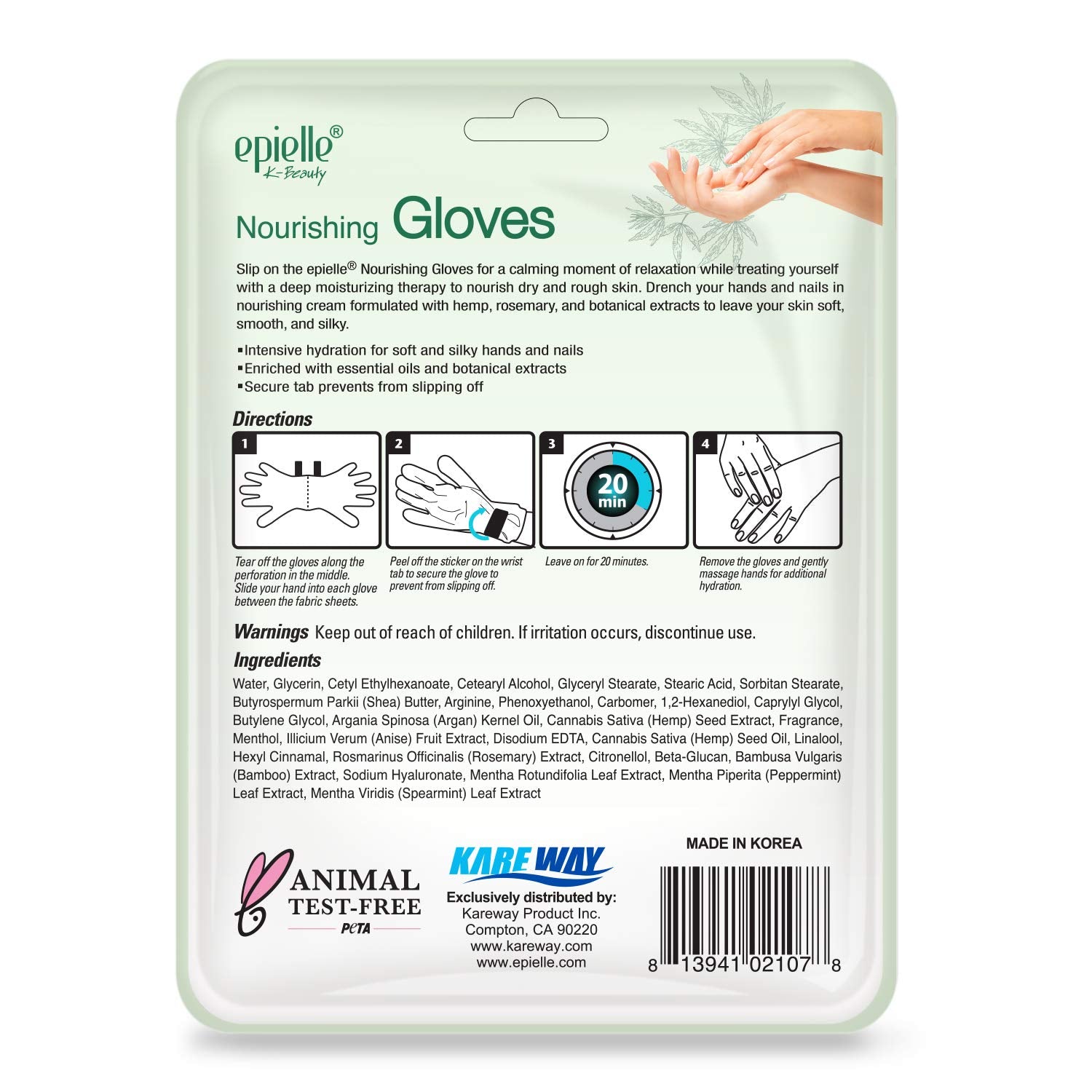 Epielle Nourishing Hand Mask – Hemp & Rosemary Deep Moisturizing Gloves (6 Pairs)