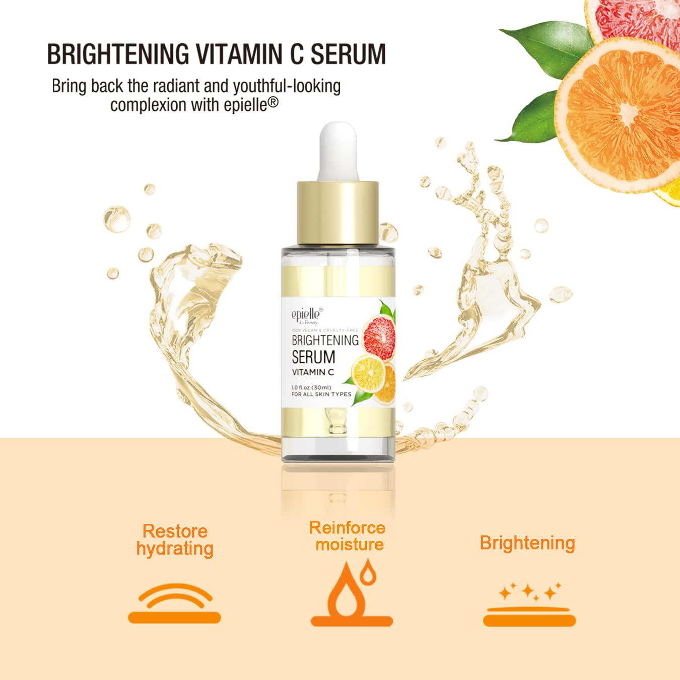 Epielle Hydrating Vitamin C Serum with Hyaluronic Acid — 100% Vegan & Cruelty-Free