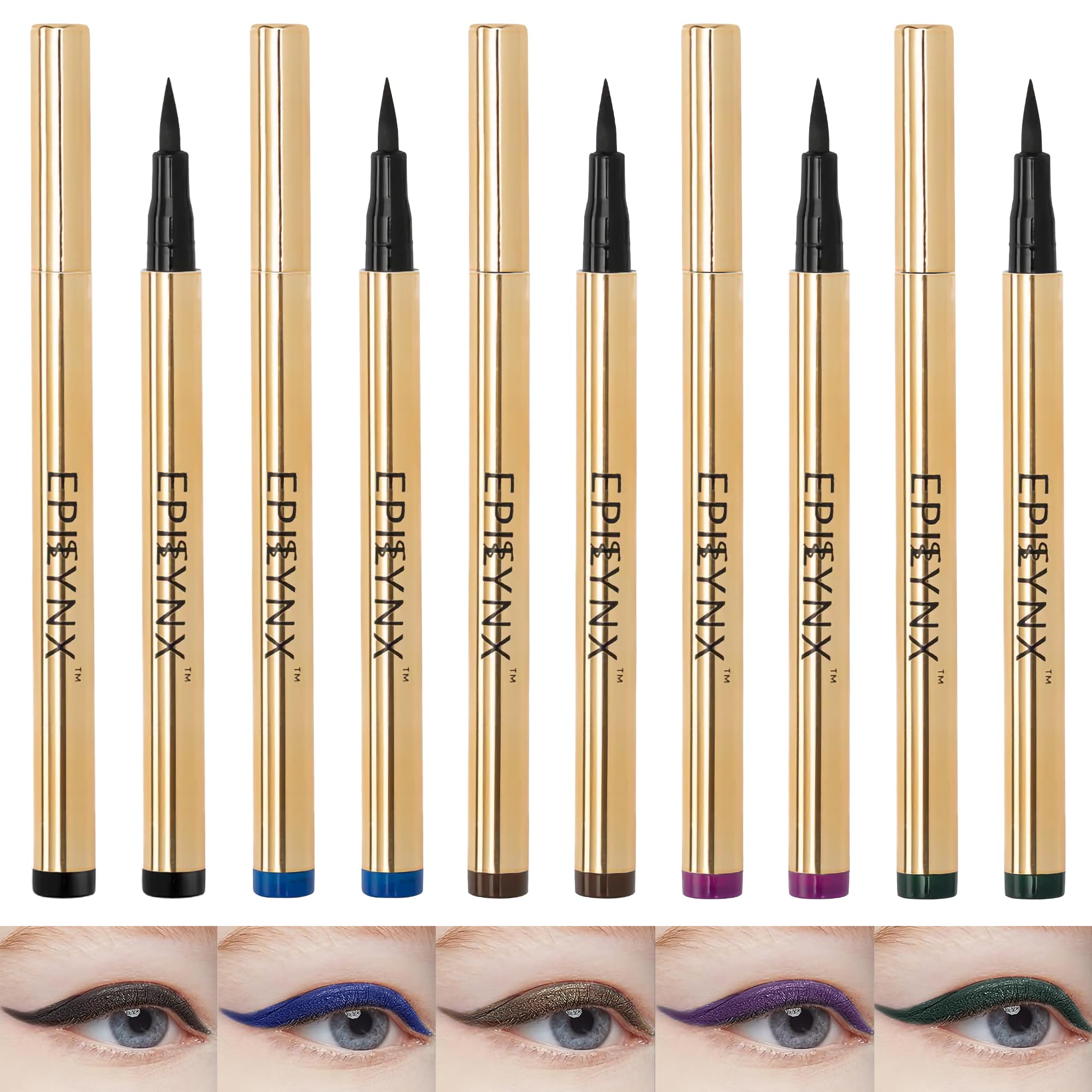 EPILYNX Liquid Eyeliner Gift Set – Hypoallergenic, Waterproof, Vegan, 5 Shades