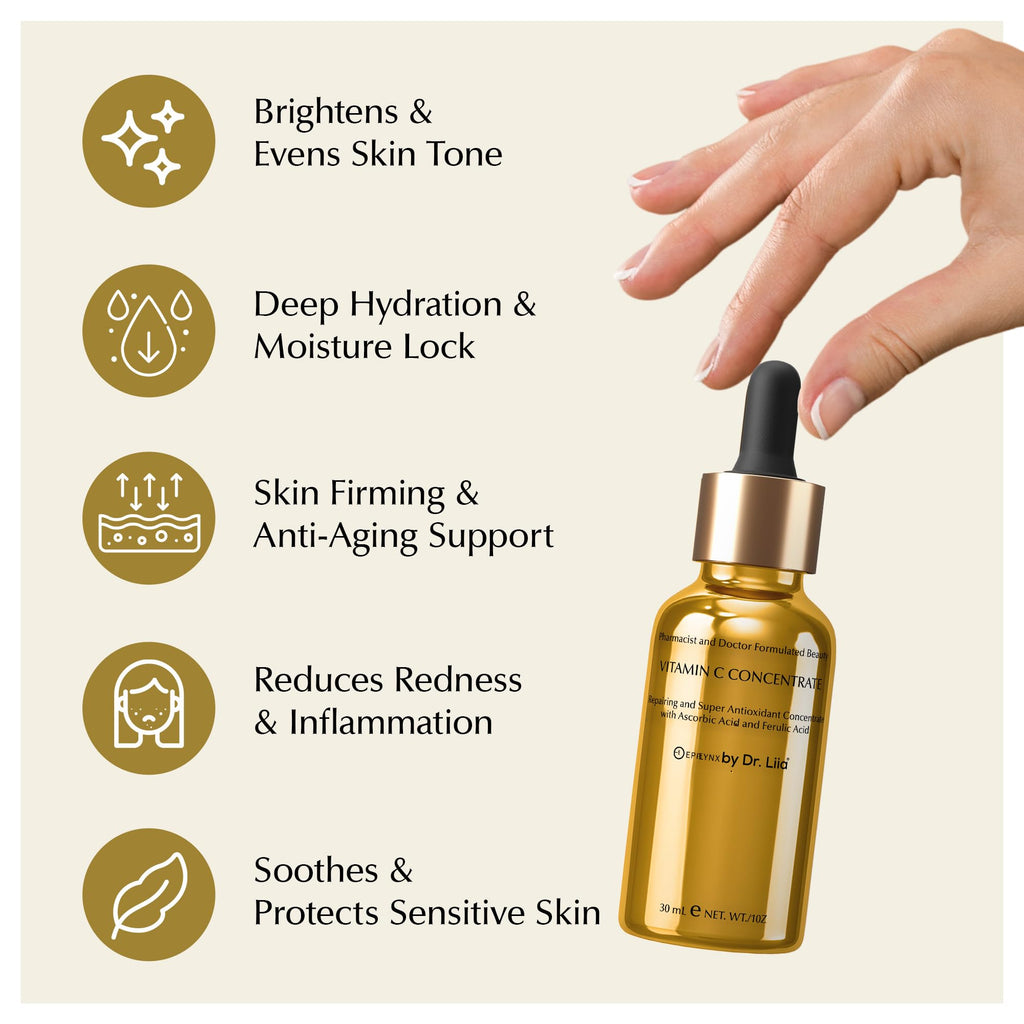 EpiLynx Vitamin C Face Serum – Brightening, Hydrating Antioxidant for Sensitive Skin (Vegan & Gluten-Free)