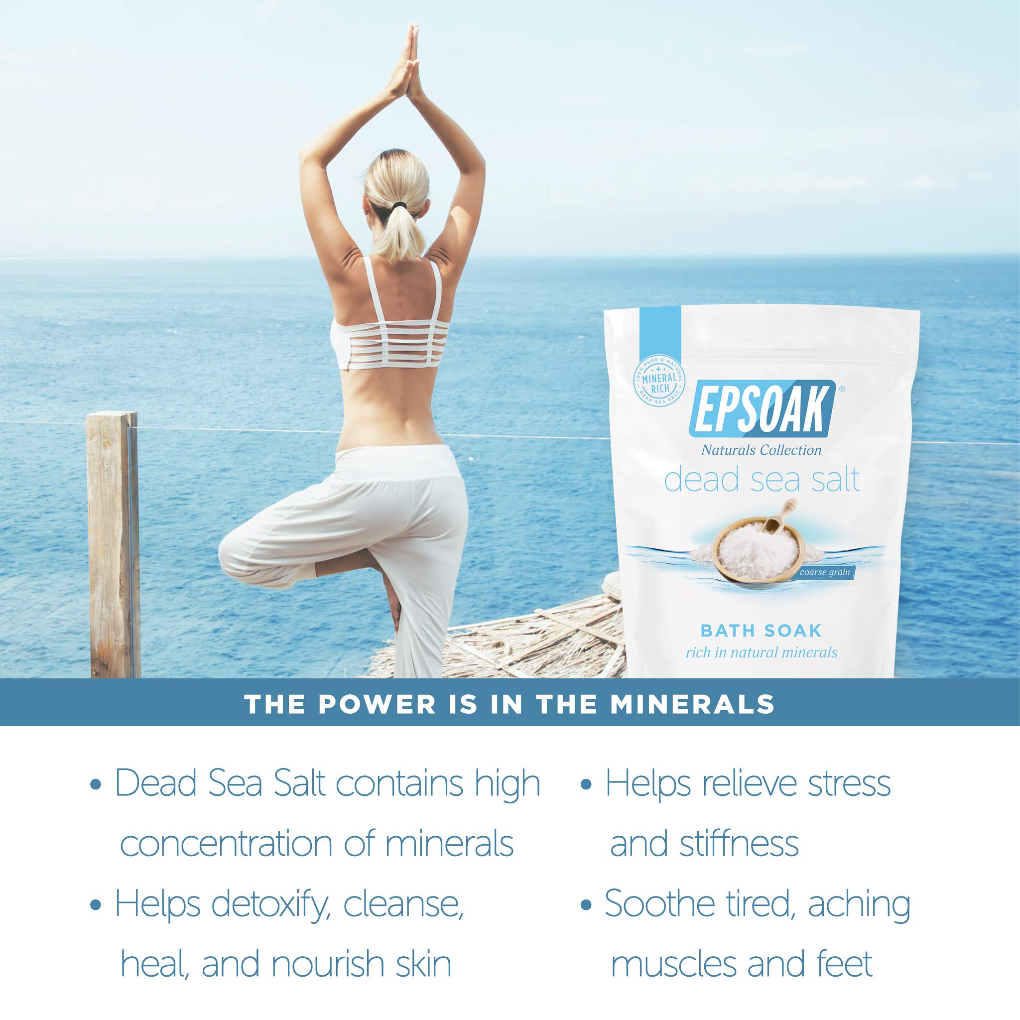 Epsoak Dead Sea Salt - 2 lb Fine Grain | Pure Mineral Bath Salt