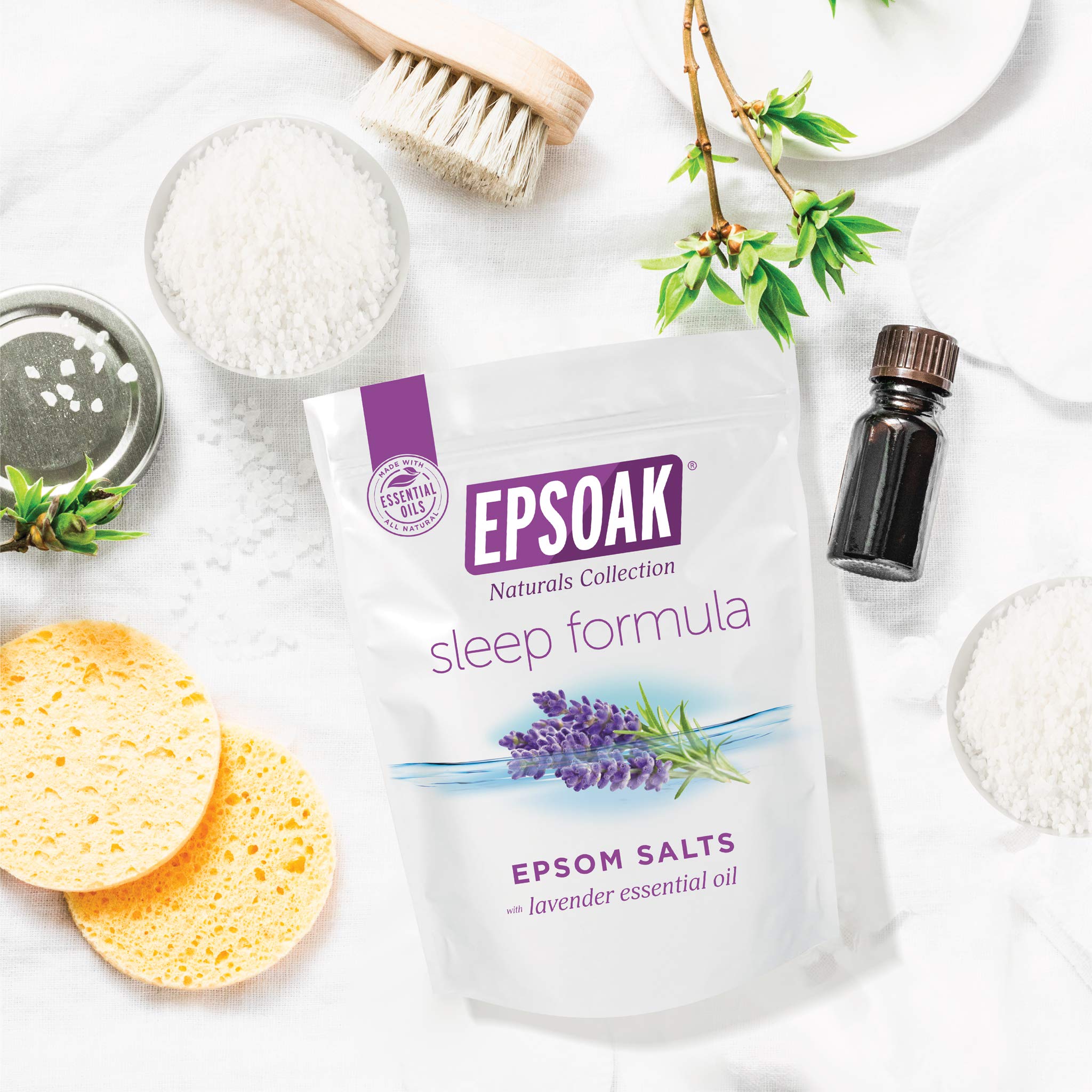 Epsoak Lavender Sleep Epsom Salt 2 lb — 2-Pack, Magnesium Sulfate USP, Resealable USA-Made, Cruelty-Free