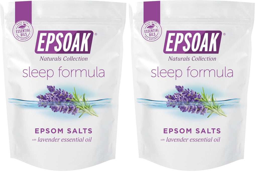 Epsoak Lavender Sleep Epsom Salt 2 lb — 2-Pack, Magnesium Sulfate USP, Resealable USA-Made, Cruelty-Free