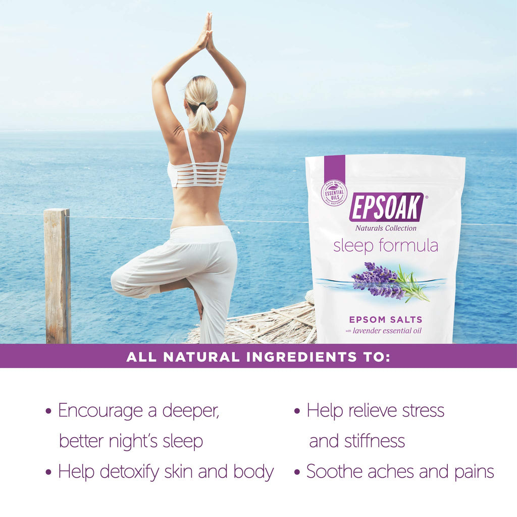 Epsoak Lavender Sleep Epsom Salt 2 lb — 2-Pack, Magnesium Sulfate USP, Resealable USA-Made, Cruelty-Free
