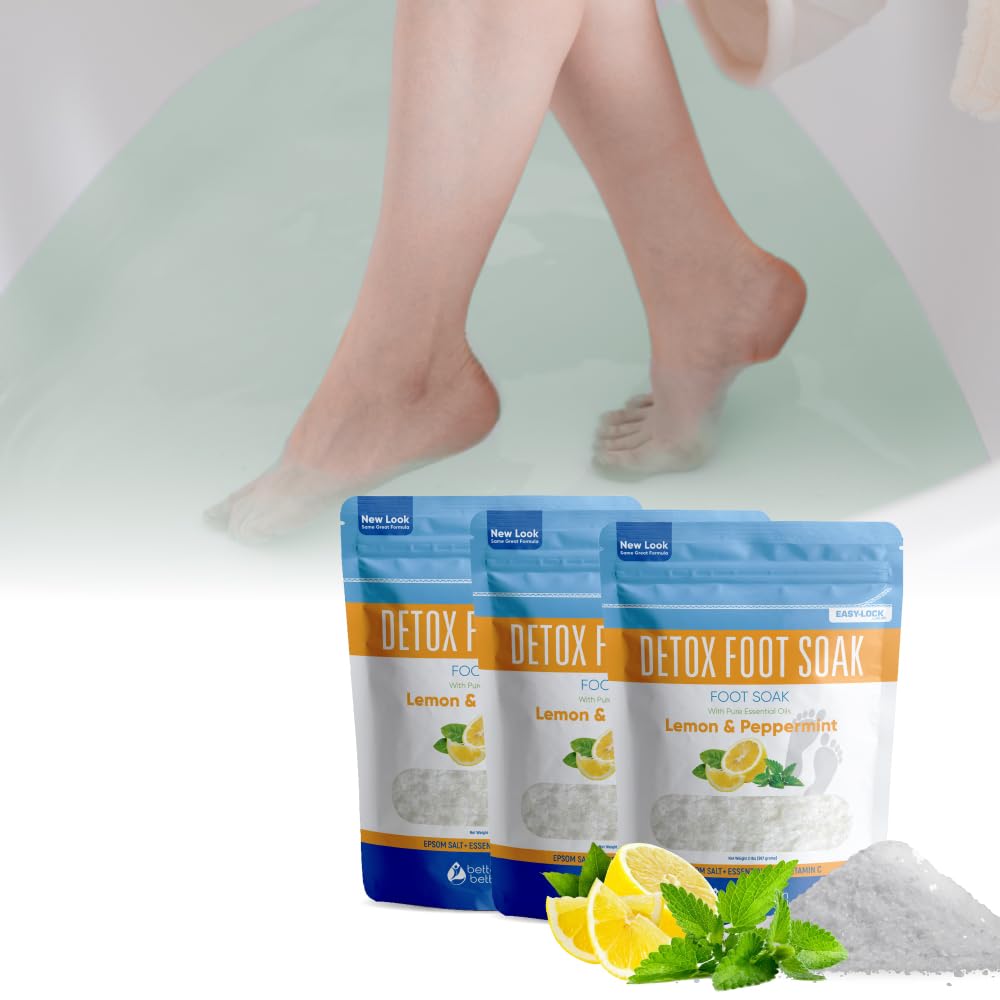 Detox Foot Soak (3 Pack) by Better Bath Better Body – Epsom Salt with Pure Essential Oils in BPA-Free Pouches