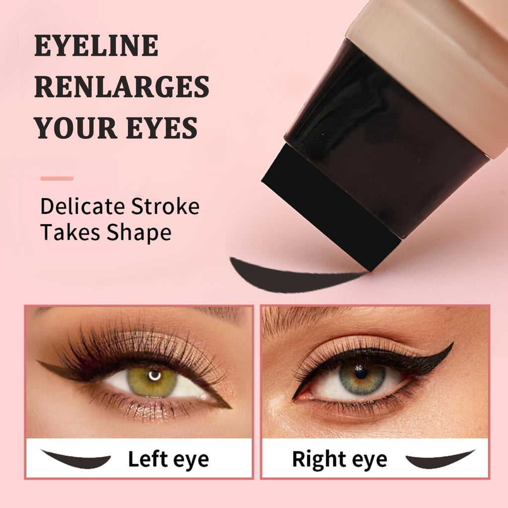 Eqimznv 2PCS Foldable Winged Eyeliner Stamp Pen — 24H Waterproof Gel Eyeliner (Black + Brown)