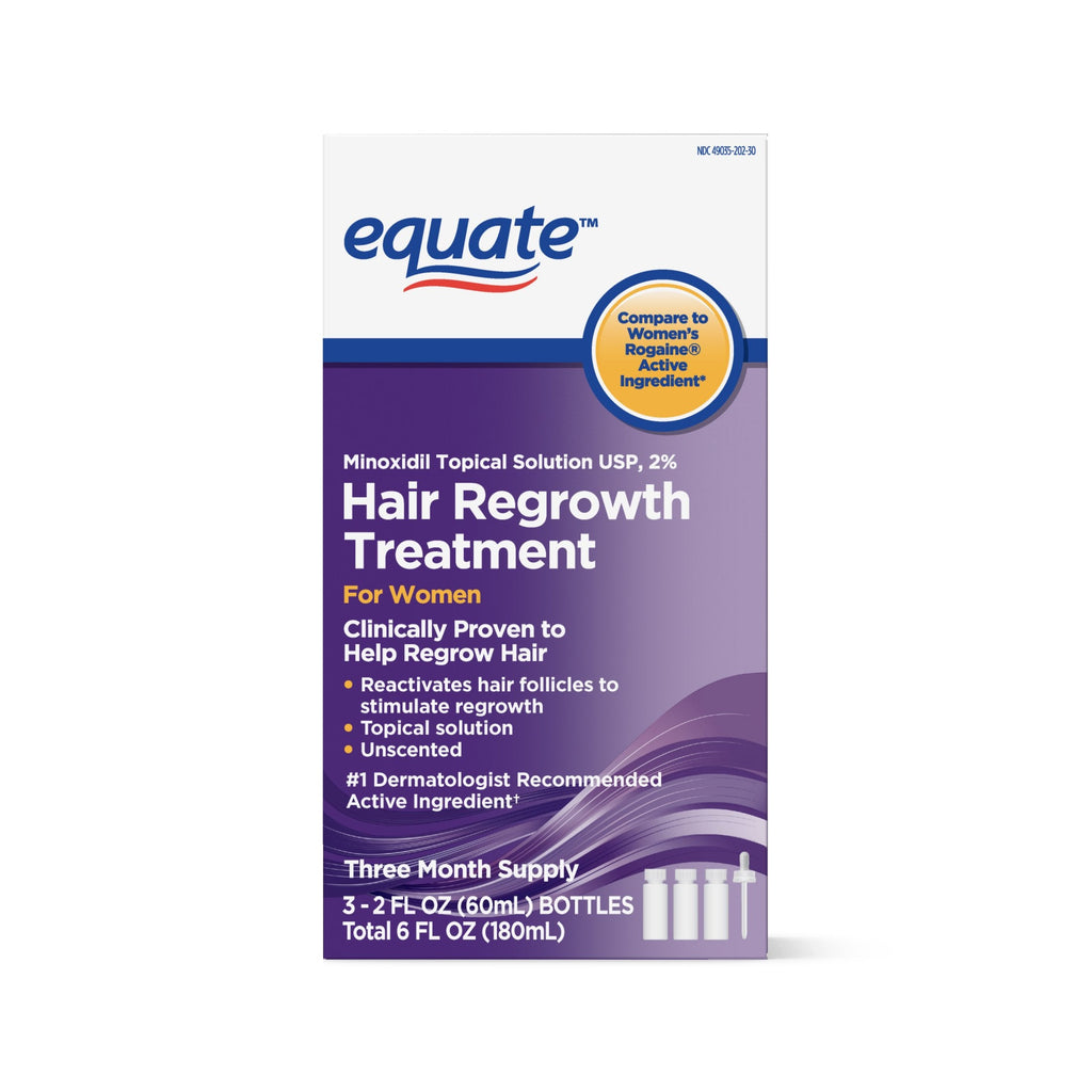 Equate Hair Regrowth Treatment for Women – 2 oz, 3 Month USA Supply
