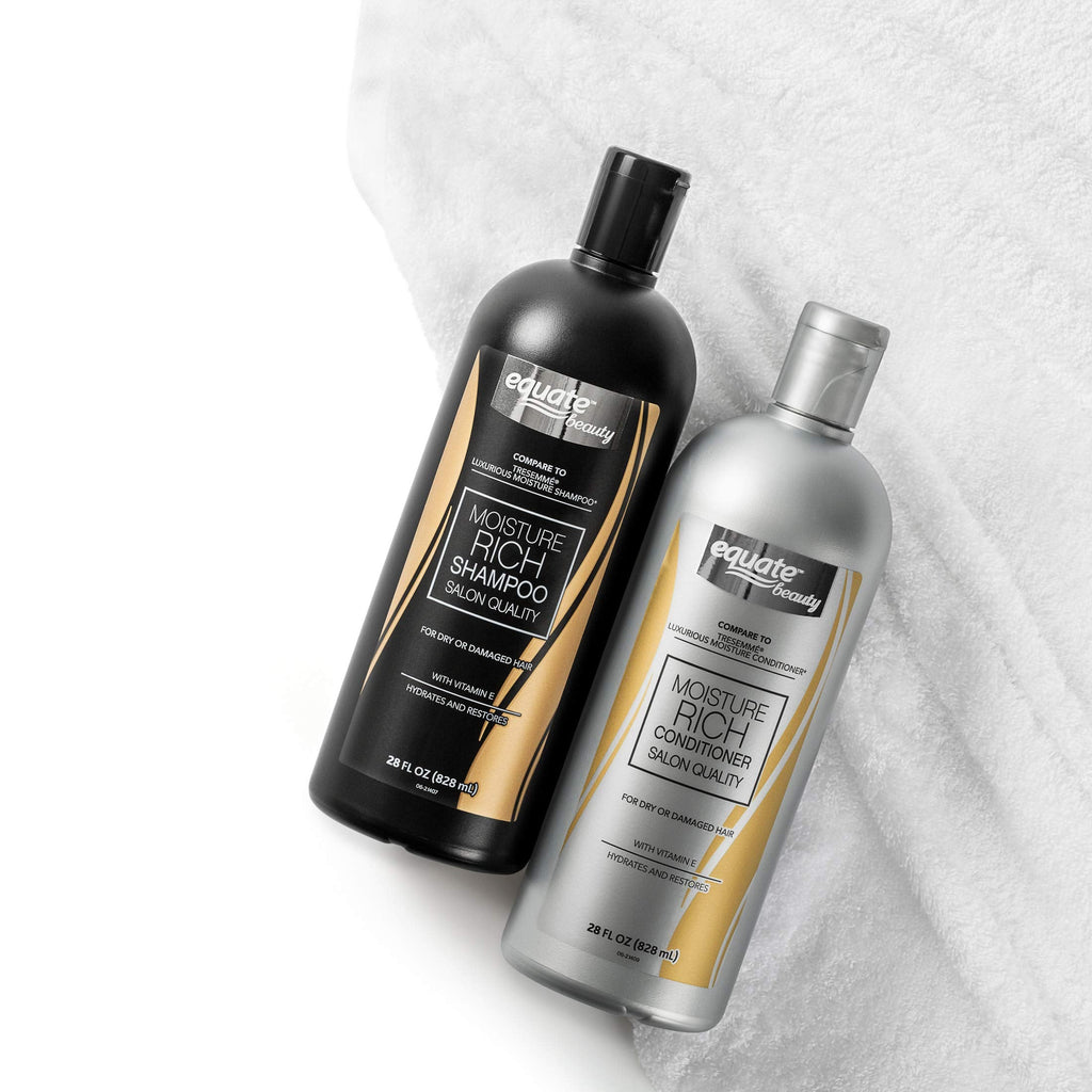 Equate Beauty Moisture Rich Shampoo & Conditioner, 28 fl oz – Pack of 2