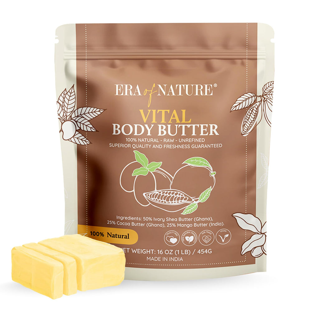 Era of Nature Organic Shea Mango Cocoa Butter – Raw, Unrefined DIY Skincare Base (16oz)