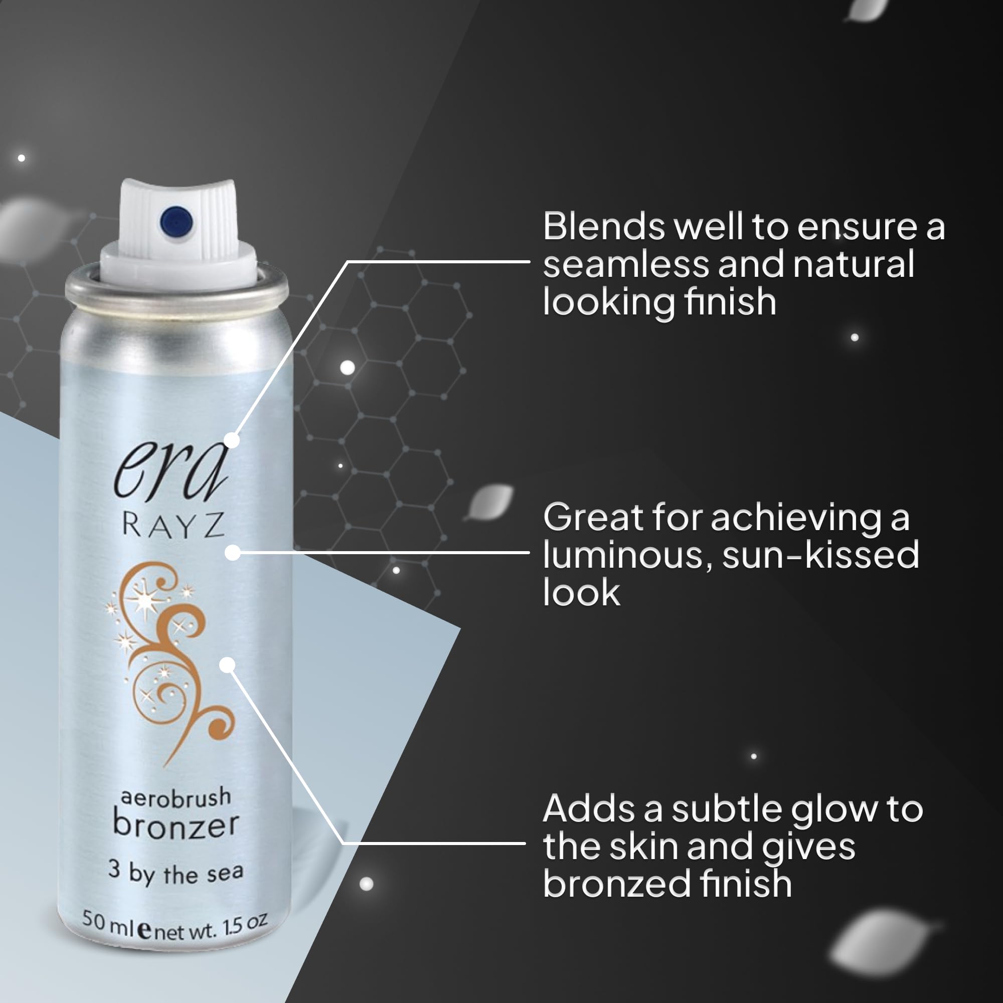 ERA Beauty Rayz Spray-On Bronzer – 360° Airbrush Makeup, Buildable Color (1.5 oz)