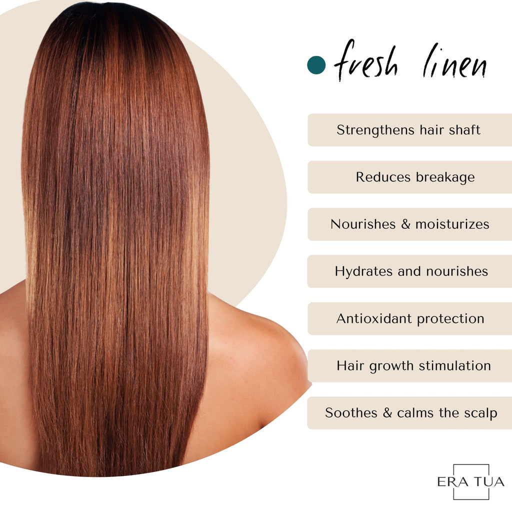 ERA TUA Fresh Linen Daily Moisture Shampoo | Dutch Made Hydration for Dry & Damaged Hair | Bergamot Jasmine & Rose | 250 ml