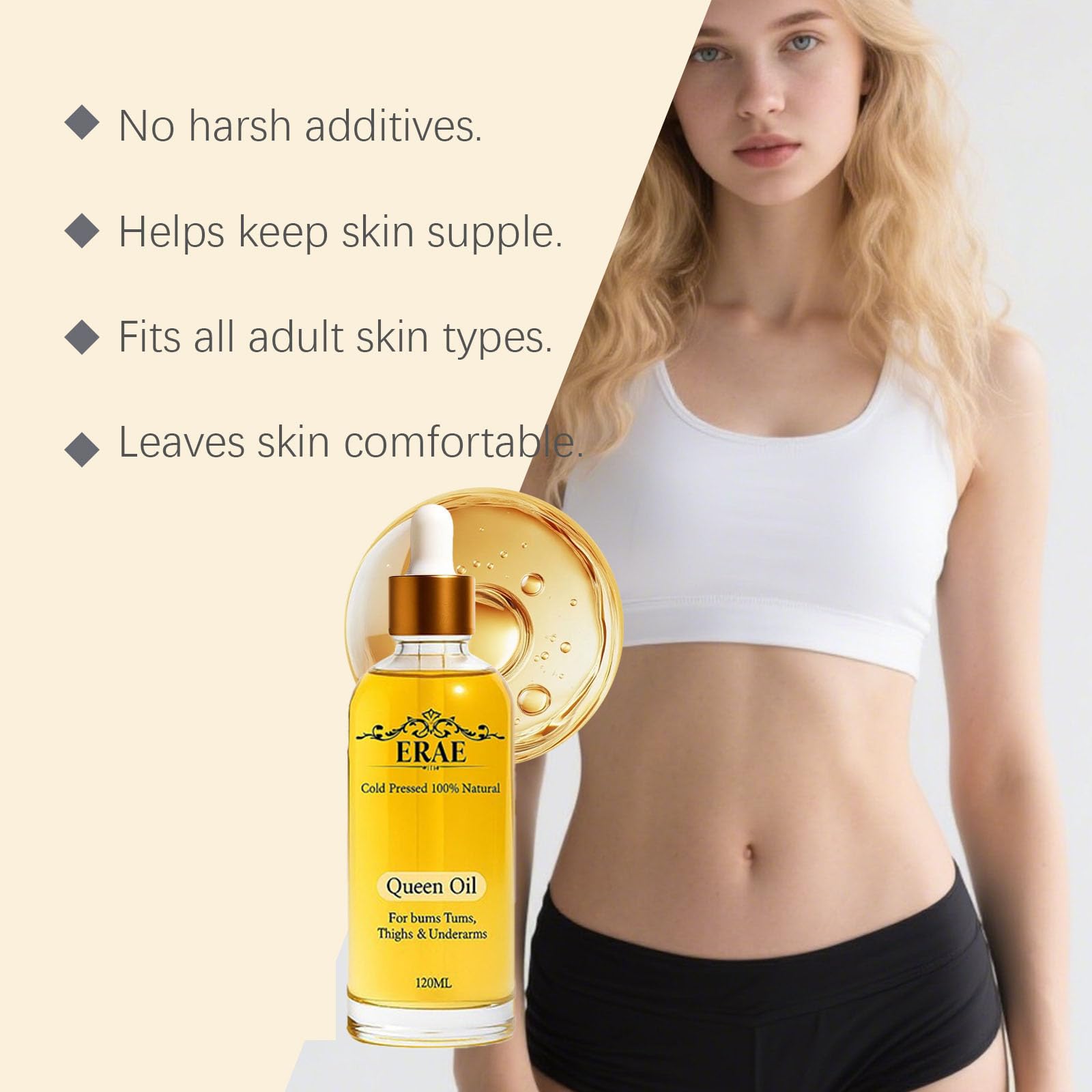 Erae Queen Oil – Premium Cold-Pressed Body Oil for Firm, Soft Skin (4 oz)