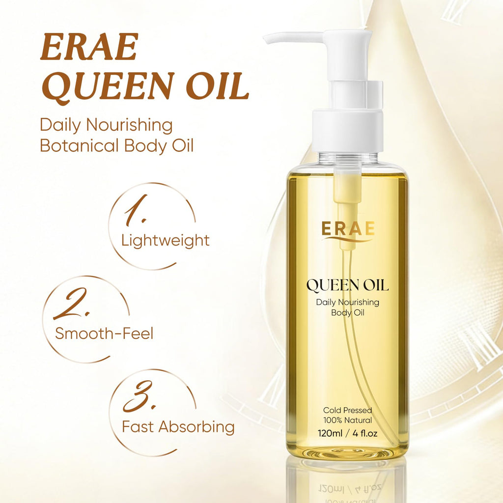 ERAE Queen Oil: Cold-Pressed Botanical Body Oil for Daily Nourishment (2-Pack, 120 ml each)