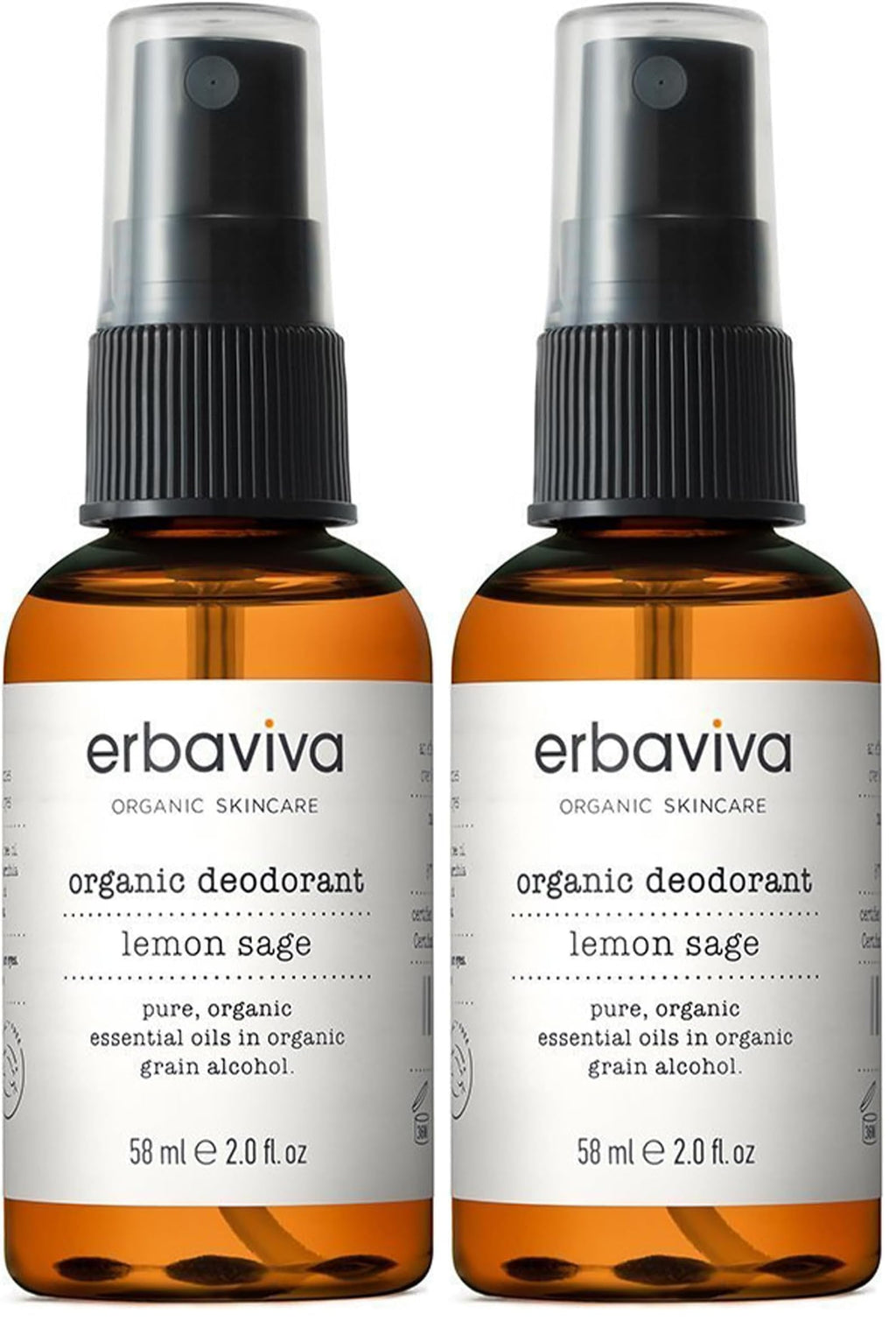 Erbaviva Organic Deodorant – Lemon & Sage, 2 Fl Oz (Pack of 2)