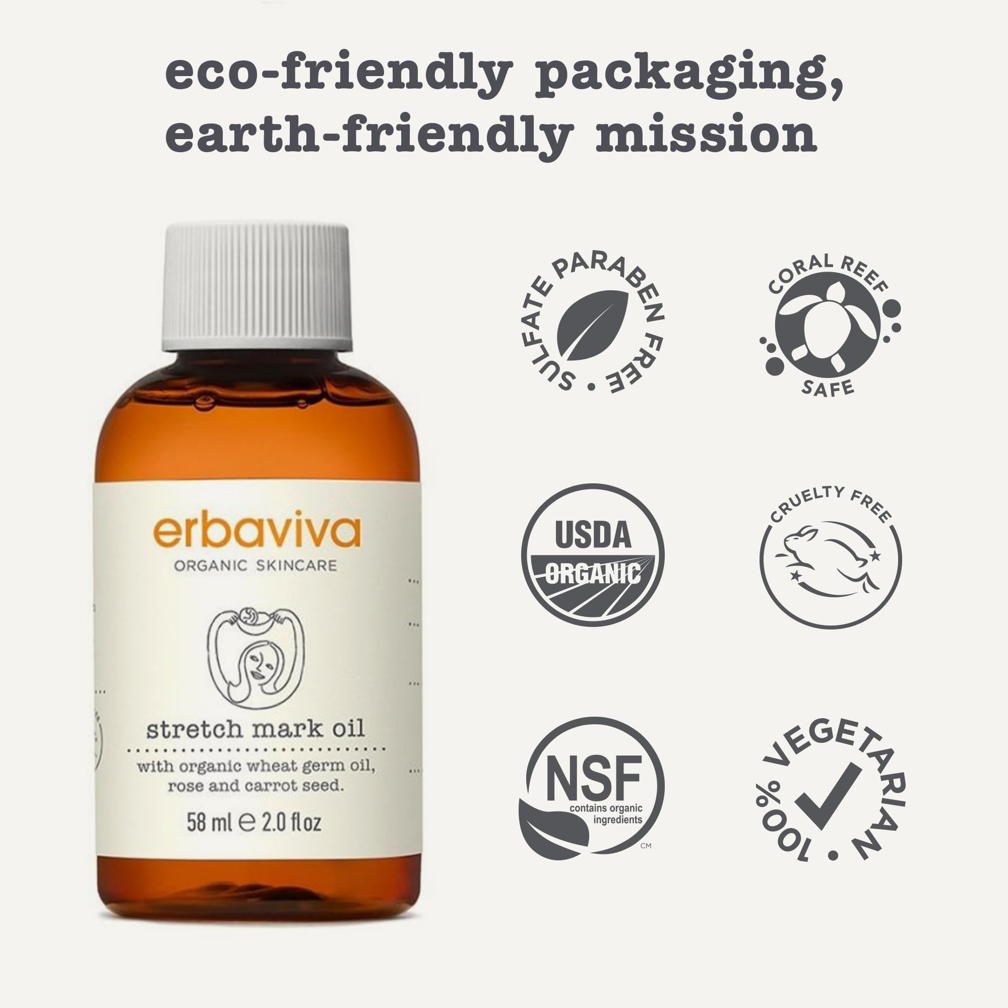 Erbaviva Stretch Mark Oil – Travel Size 2 oz | Organic Belly & Body Oil