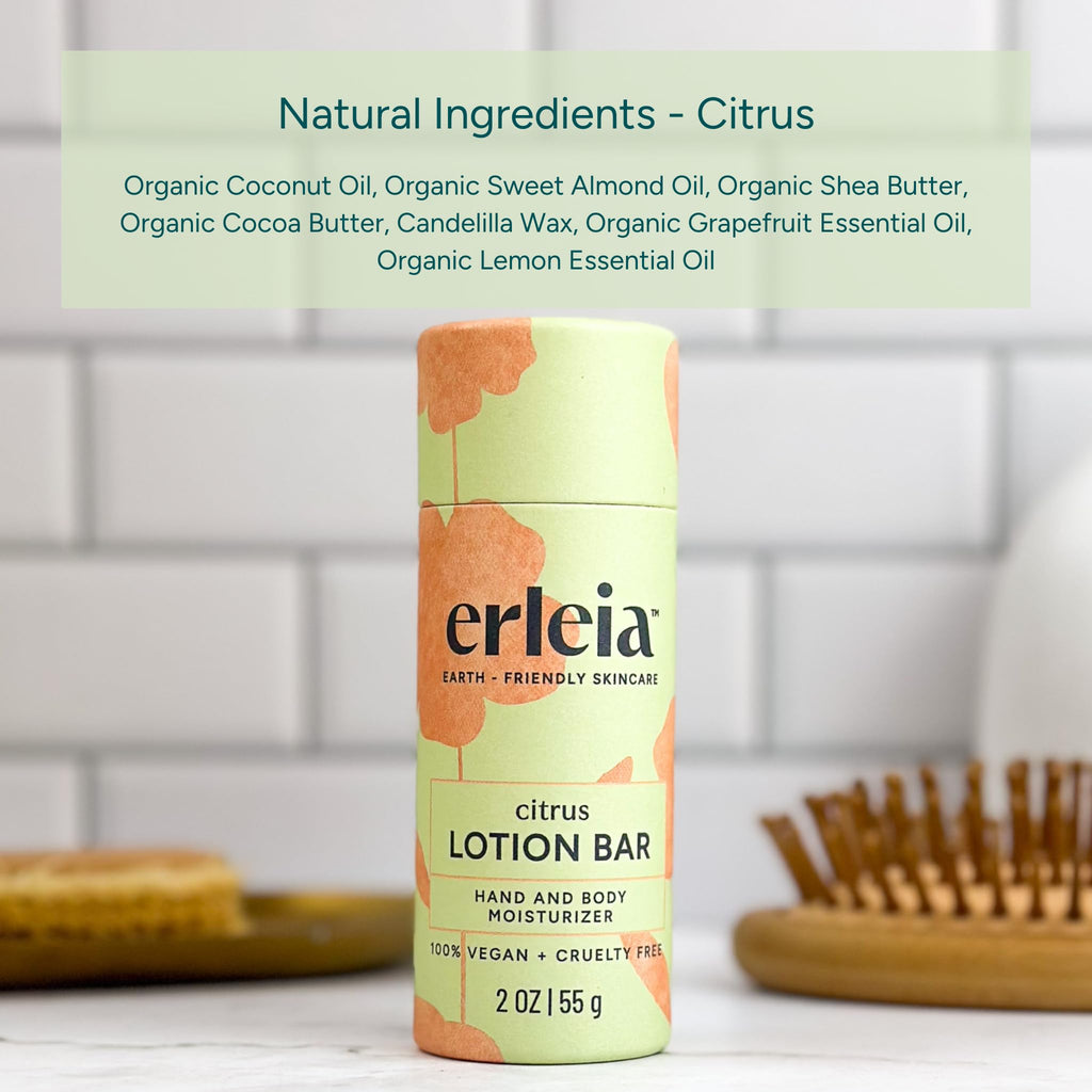 Erleia Travel-Friendly Lotion Bar | Citrus, Vegan & Plastic-Free