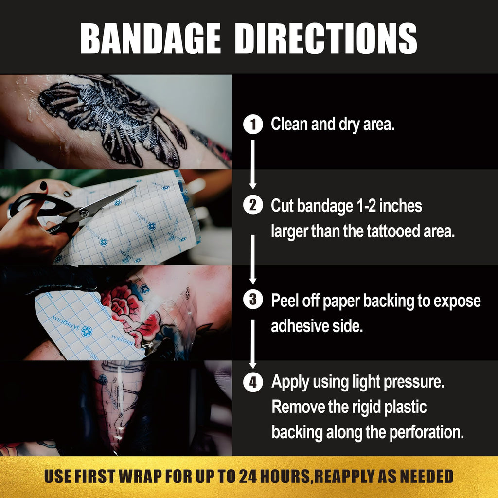 ES ETRSHIELD Second Skin Tattoo Bandage Roll - Waterproof, Breathable 10in x 11yds