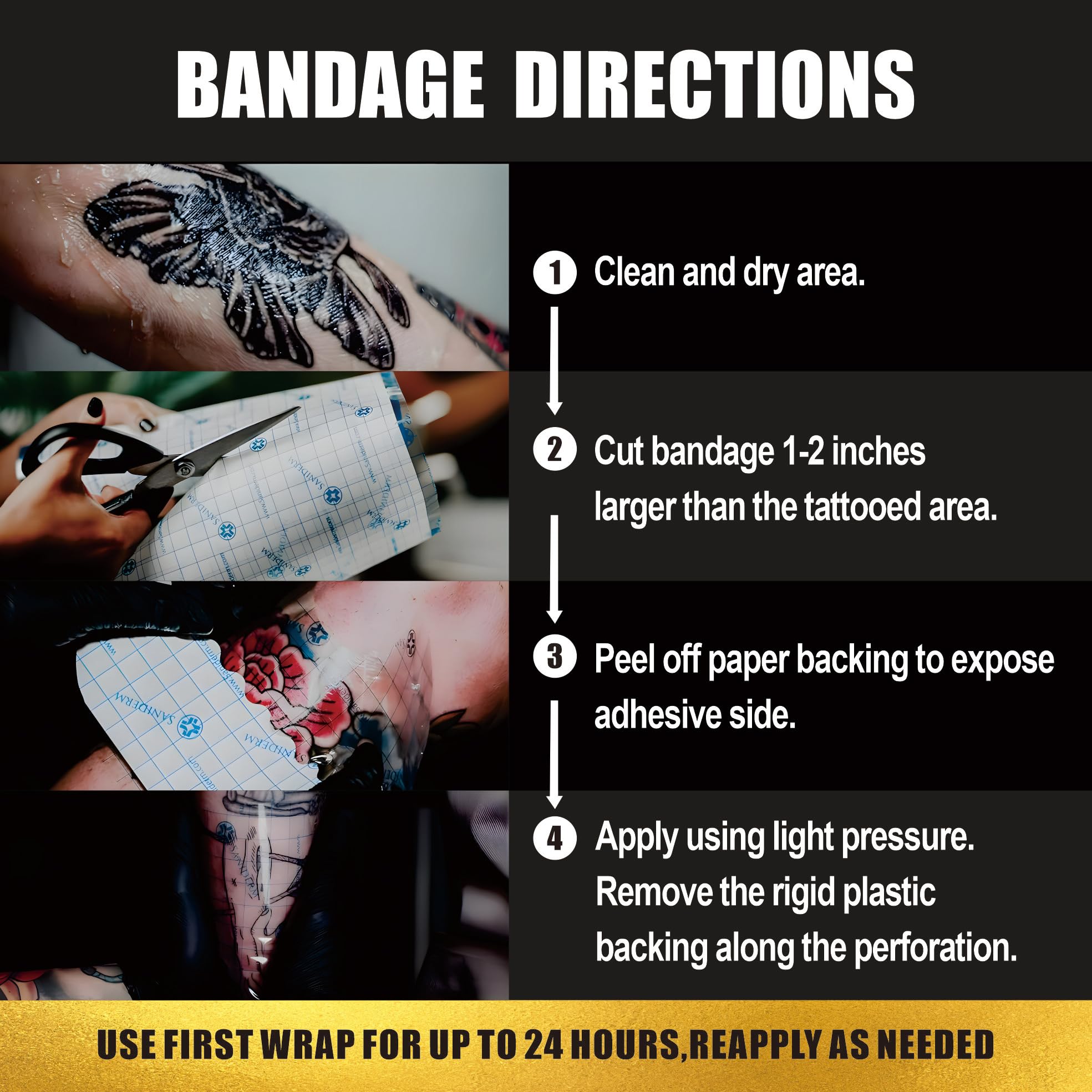 ES ETRSHIELD Second Skin Tattoo Bandage Roll - Waterproof, Breathable 10in x 11yds