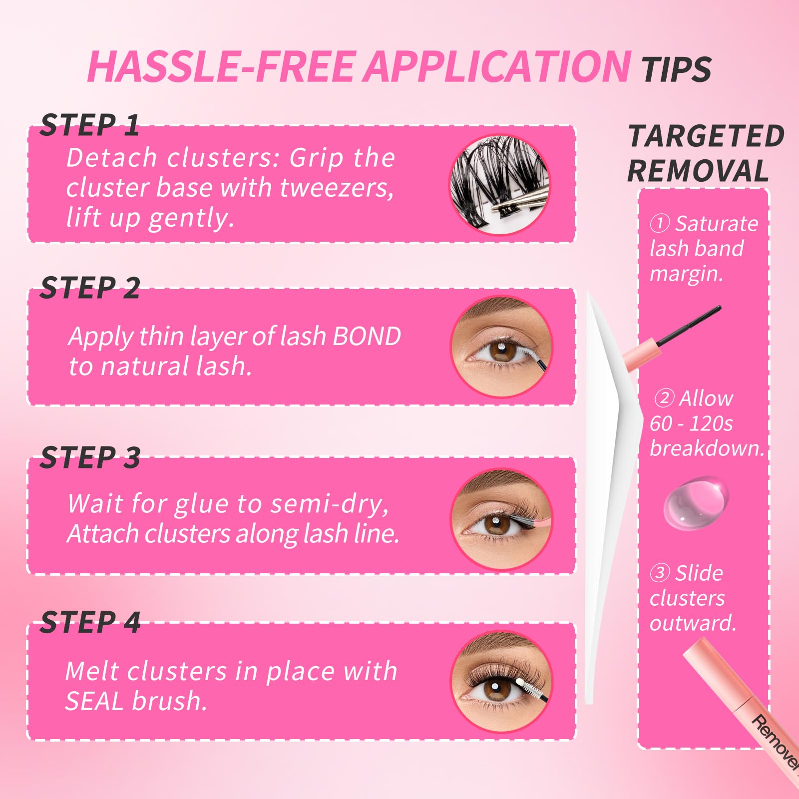 ESEENLO 320pc Lash Clusters Kit – 9-16mm Lash Extensions with Bond & Seal