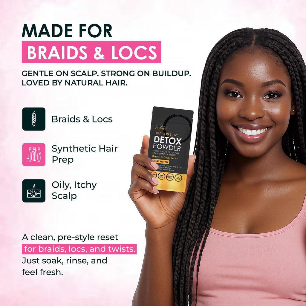 Esha Braid N Slay Detox Powder – Scalp Cleanser for Braids, Locs & Twists (Rosewater) 907g