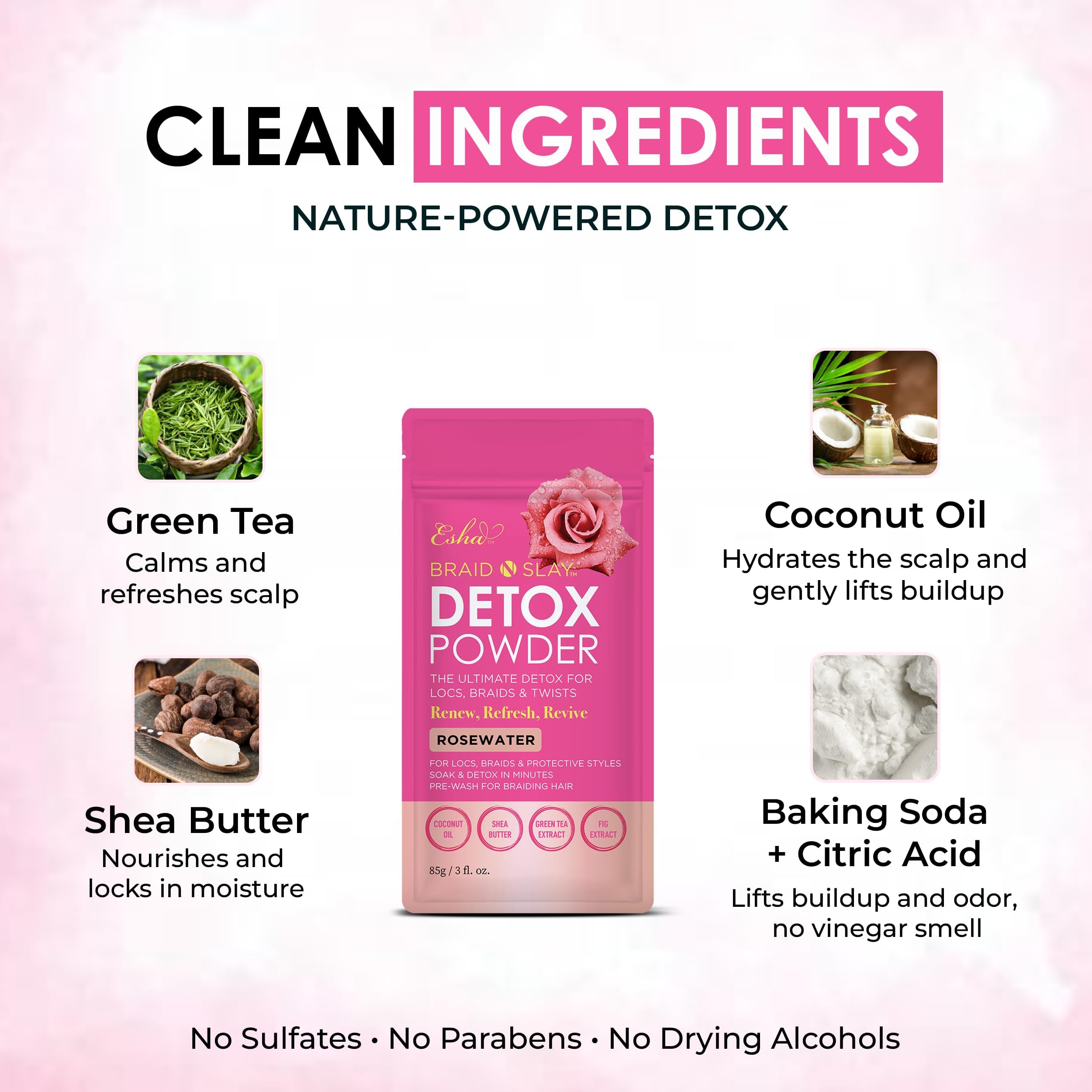 Esha Detox Kit – Hair & Scalp Wipes + Unscented Detox Powder | Scalp Cleanse for Braids & Wigs