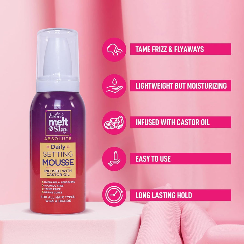 Esha Melt N Slay Daily Setting Hair Mousse – Tame Frizz & Style (12 oz)