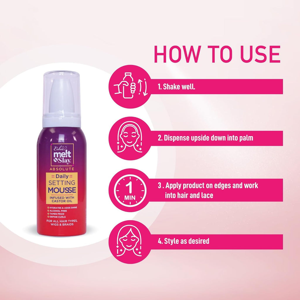 Esha Melt N Slay Daily Setting Hair Mousse – Tame Frizz & Style (12 oz)
