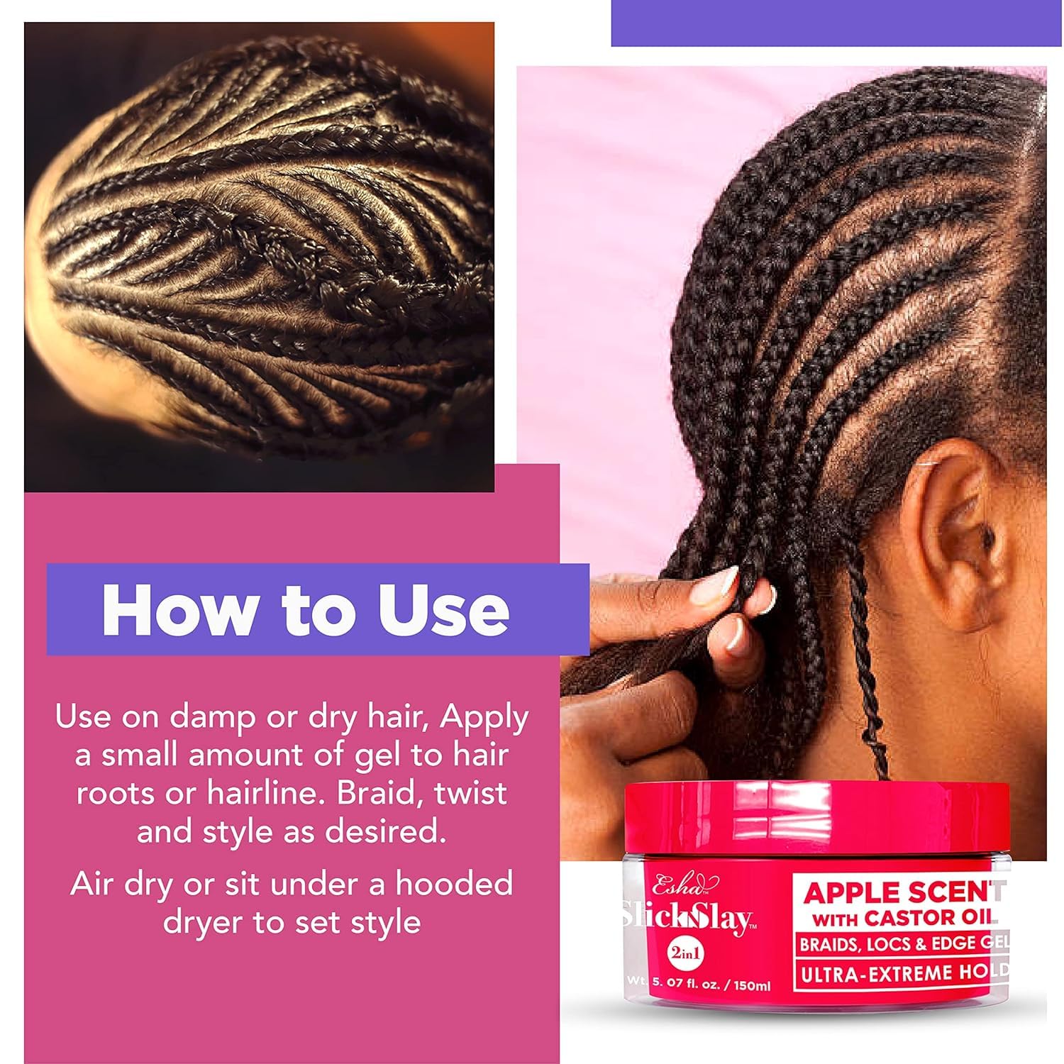 Esha Hair Slick N Slay Braiding Gel Cocoa – Ultra Extreme Hold & Hydration