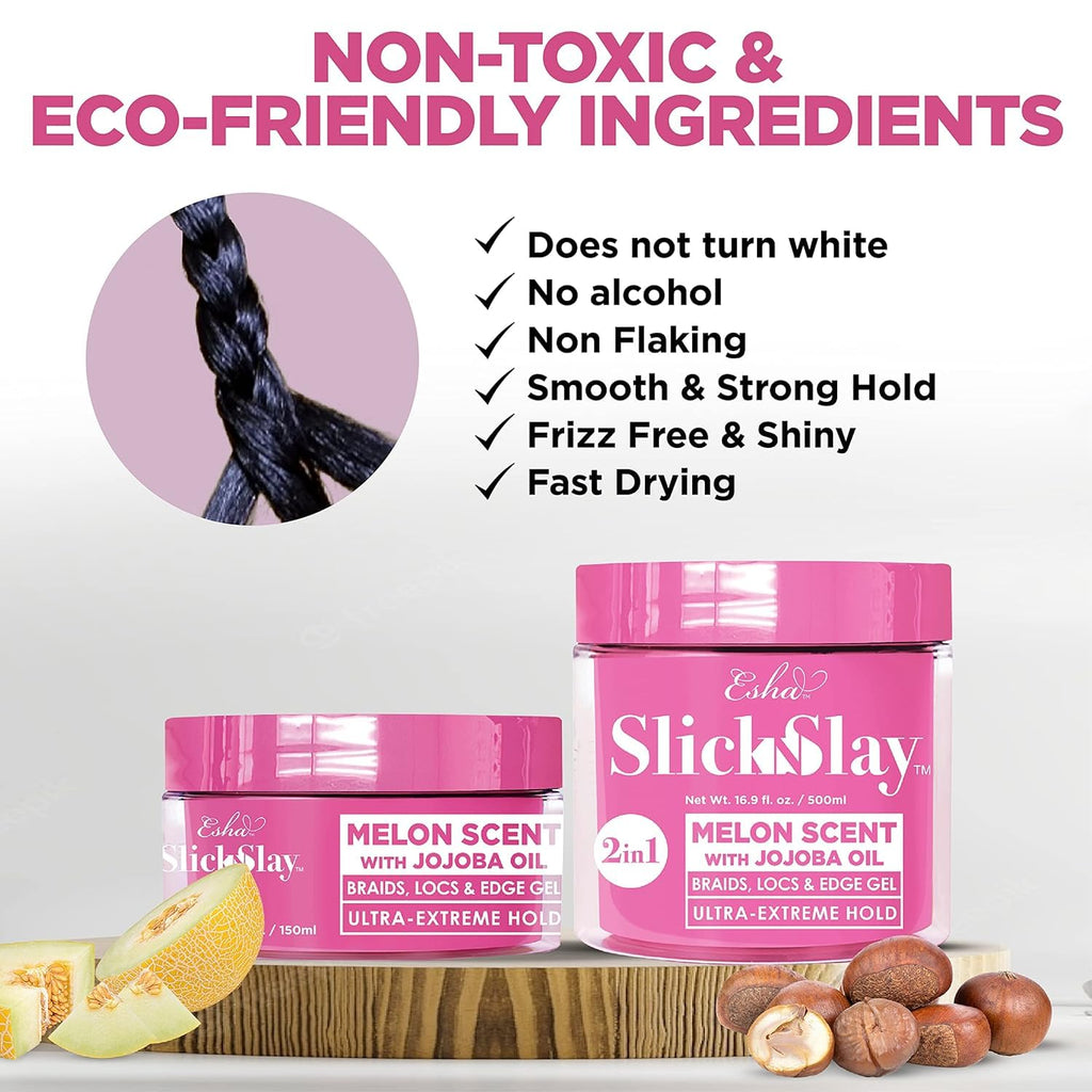 Esha Slick N Slay Braiding Gel – Ultra-Extreme Hold, Hydrating & Conditioning (Coconut, 17 oz)