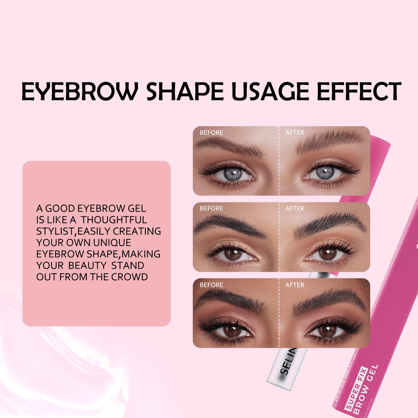 Eshioh Clear Eyebrow Gel – Waterproof, Lightweight Hold, Non-Irritating, Travel-Friendly #01