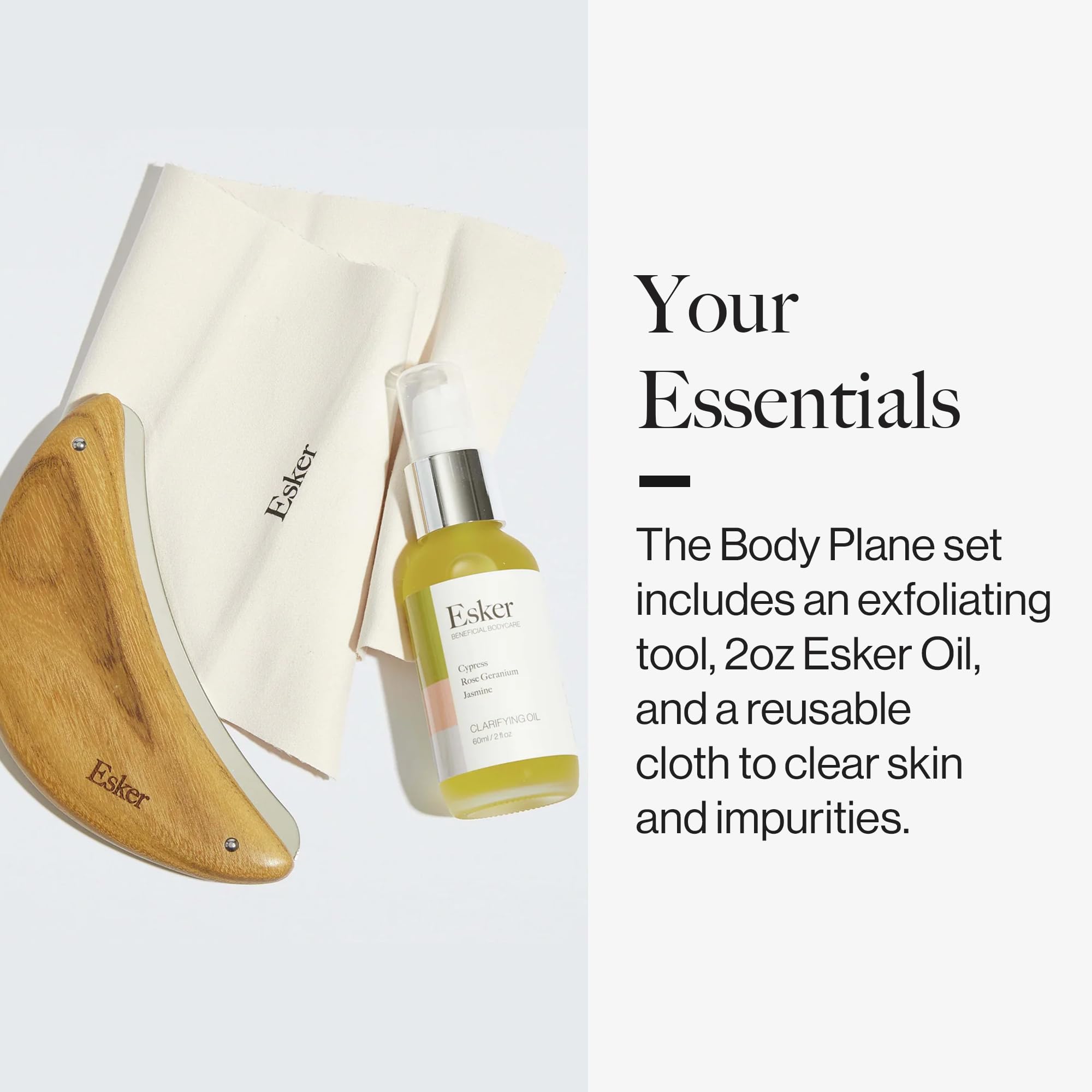 Esker Limited Edition Body Plane Set — Lymphatic Drainage Massager + Luxury Firming Oil | Vegan & Cruelty-Free Gift Set