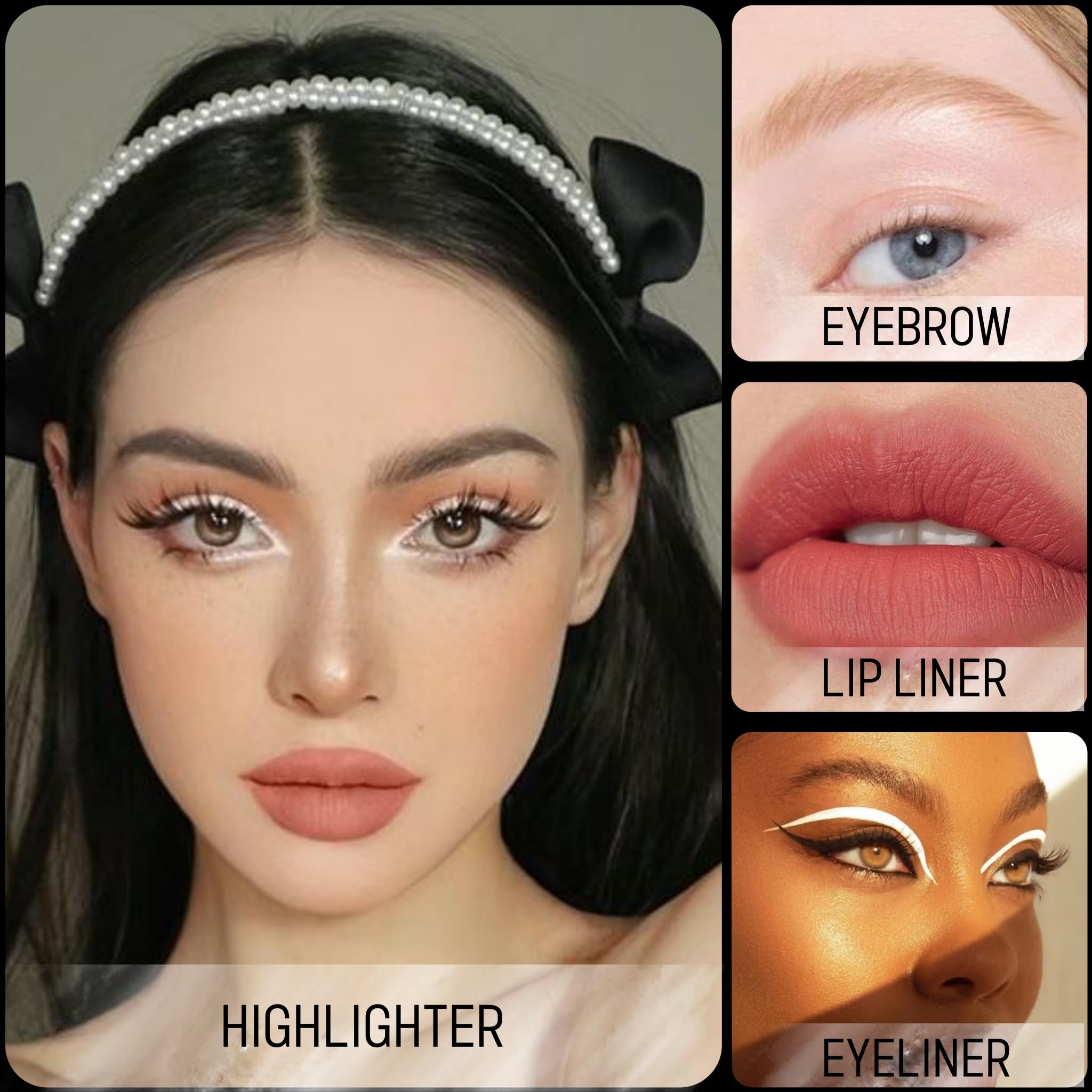 ESOTERIQUE 4-in-1 Makeup Pen – Eyeliner, Lip Liner, Brow Pencil & Highlighter (Shade 01) – Cruelty-Free & Vegan