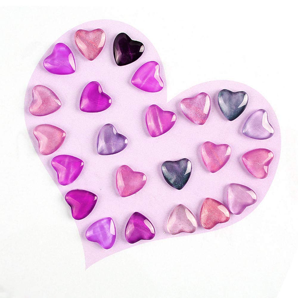 Esowemsn 100pcs Mini Heart-Shaped Clear Glass Nail Color Cards for Nail Art Display
