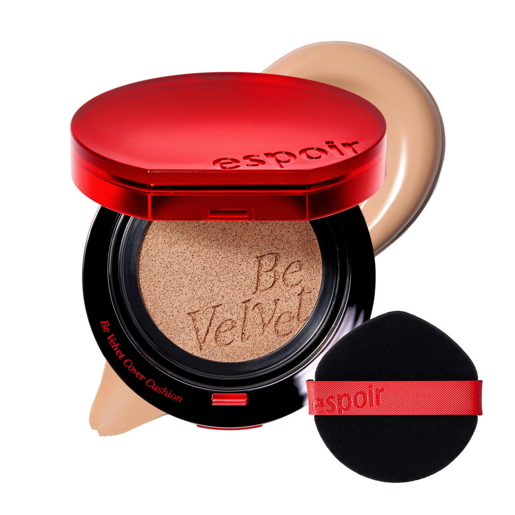 Espoir Be Velvet Cushion Foundation #27 Oat | Long-Lasting, Velvety Finish, Vegan, Korean Makeup, 0.46 oz